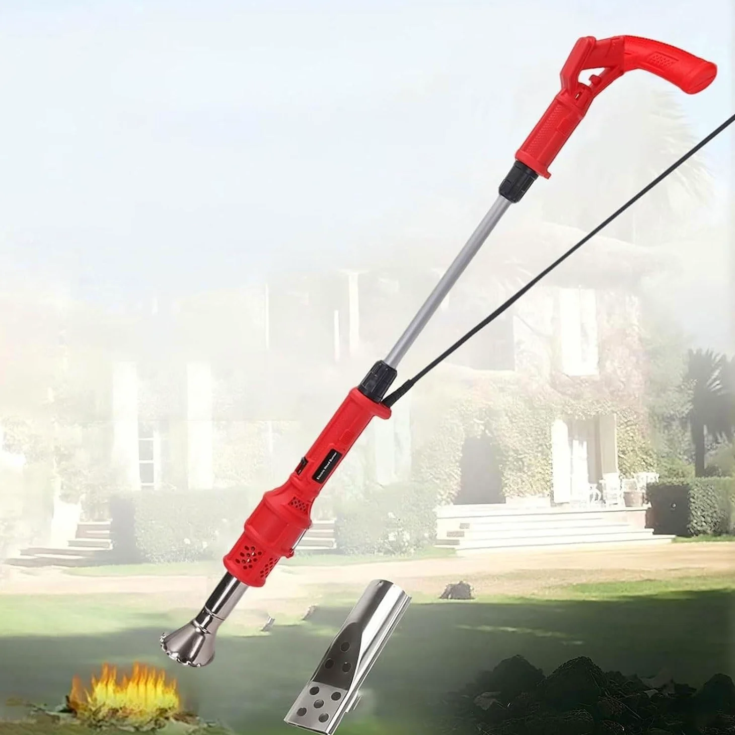 Brûleur de mauvaises herbes électrique 2 en 1 650 °C max 2000 W avec 2 buses pour jardin, pelouse, allées, barbecue et toiture
