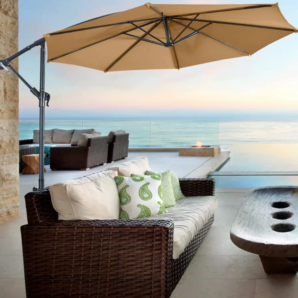 Roadtime Housse de rechange parasol 3 m tissu universel protection solaire jardin patio plage (8 baleines, kaki)