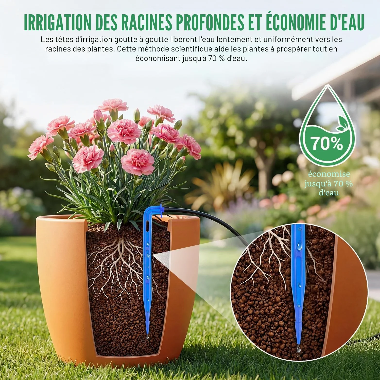 Arrosage Goutte à Goutte Solaire pour 20 Plantes, Kit D'irrigation Solaire Arrosage Automatique avec 12 Modes et 20M Tuyau Arrosage pour Vacances Jardin Balcon Greenhouse