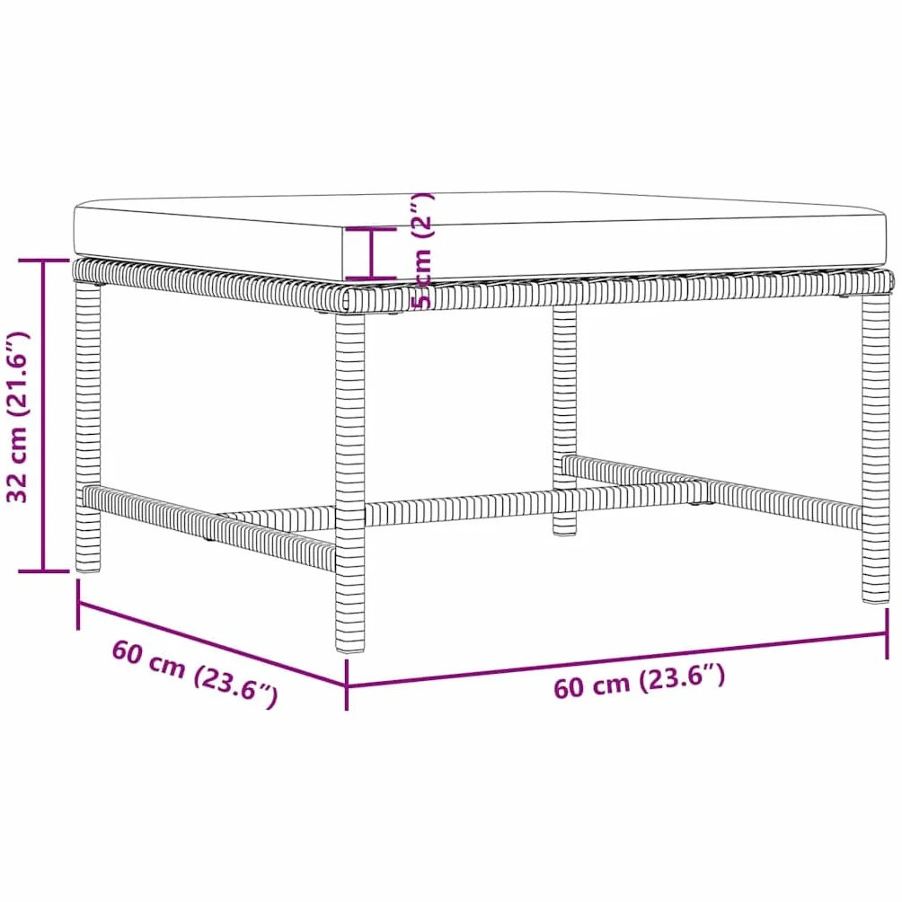 vidaXL Repose-Pied Sectionnel avec Coussin Patio Noir Résine Tressée