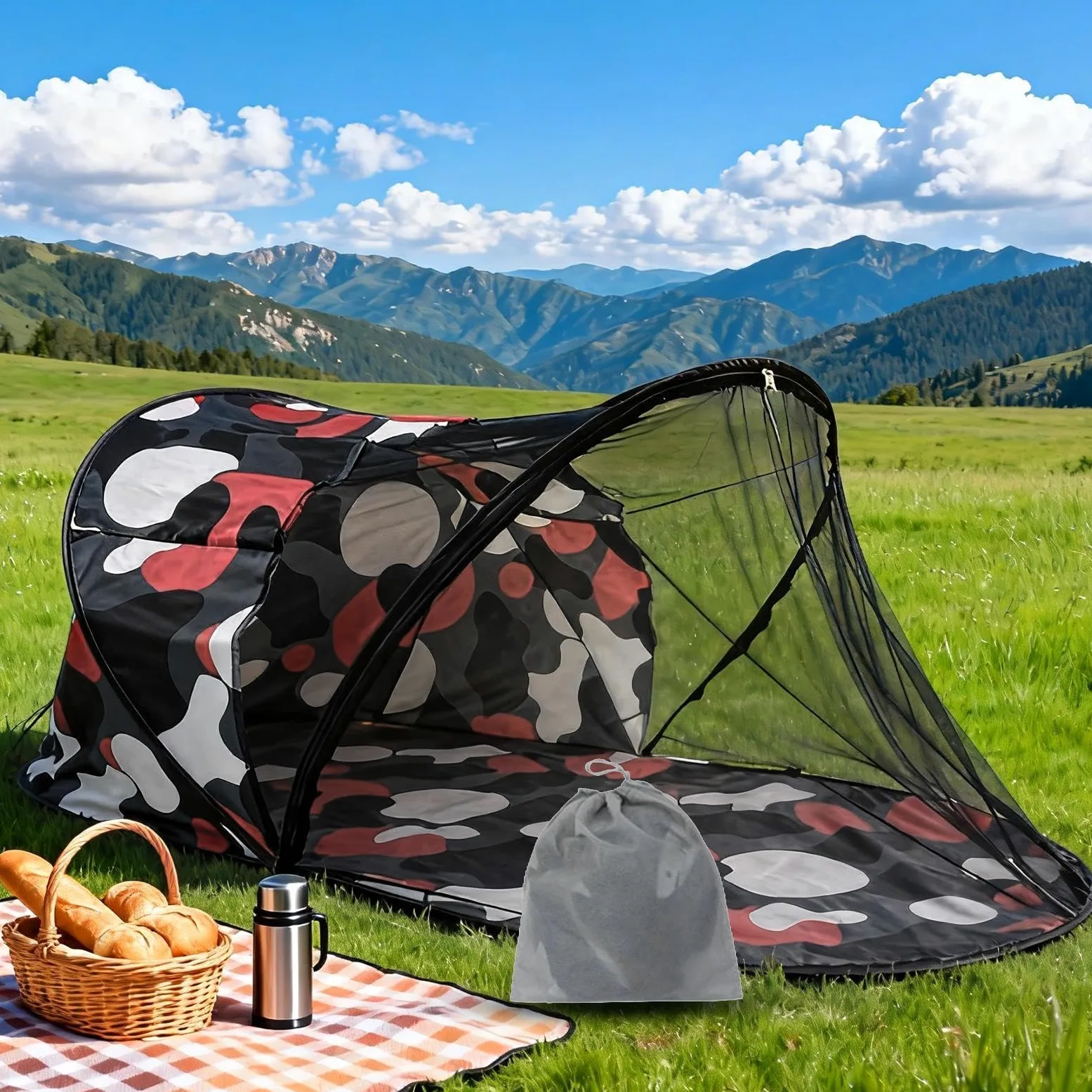 Filet de patio Tente Pliante Rapide Respirante et Portable | Filet de Patio Anti-Moustiques Pour Intérieur Jardin Cour et Arrière-Cour Maison et Sortie Camping Adultes