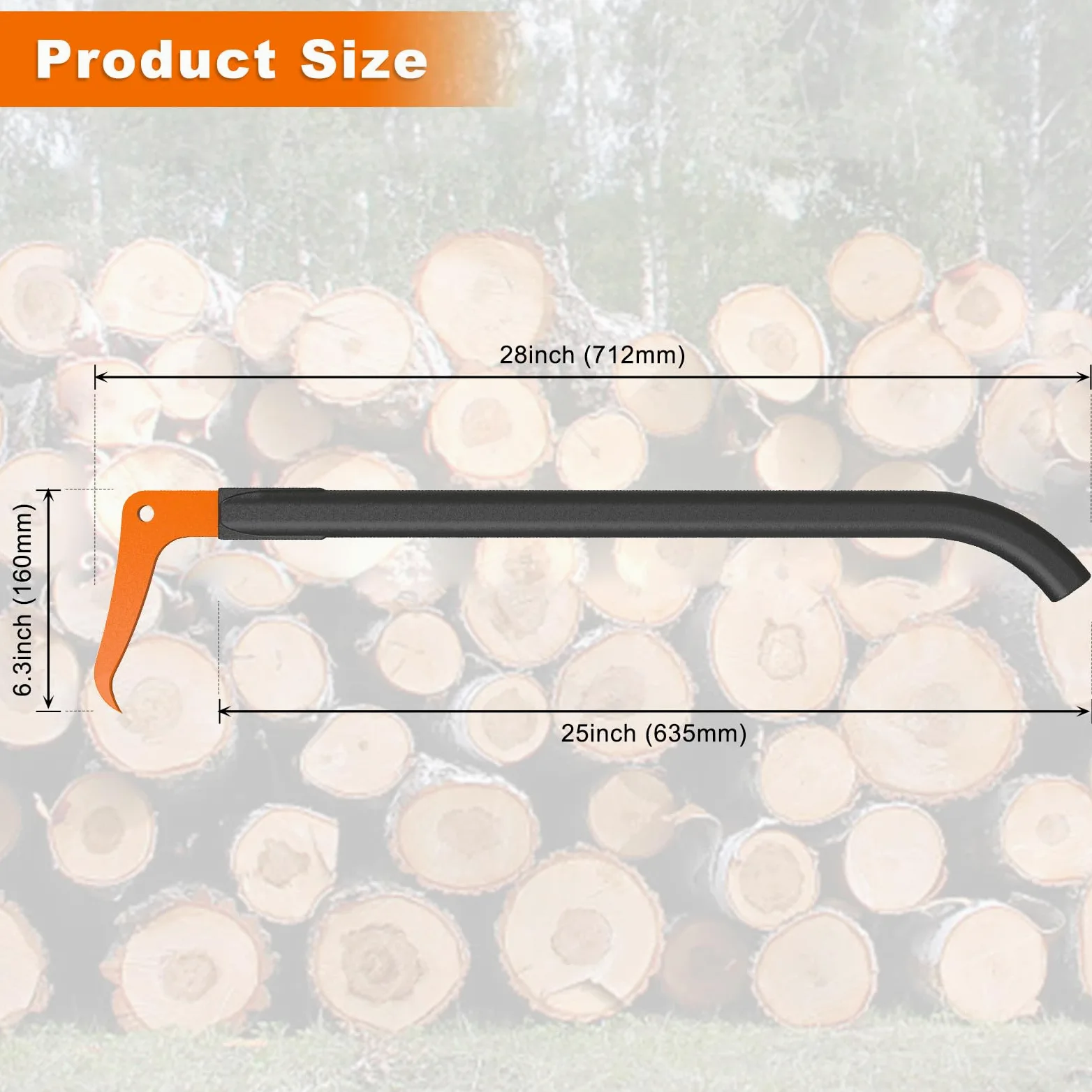 Dolibest Pickaroon Outil de bûche de 71,1 cm en acier robuste – Poignée confortable pour fendre du bois, aménagement paysager et camping, outil de foresterie et de bois de chauffage, aménagement