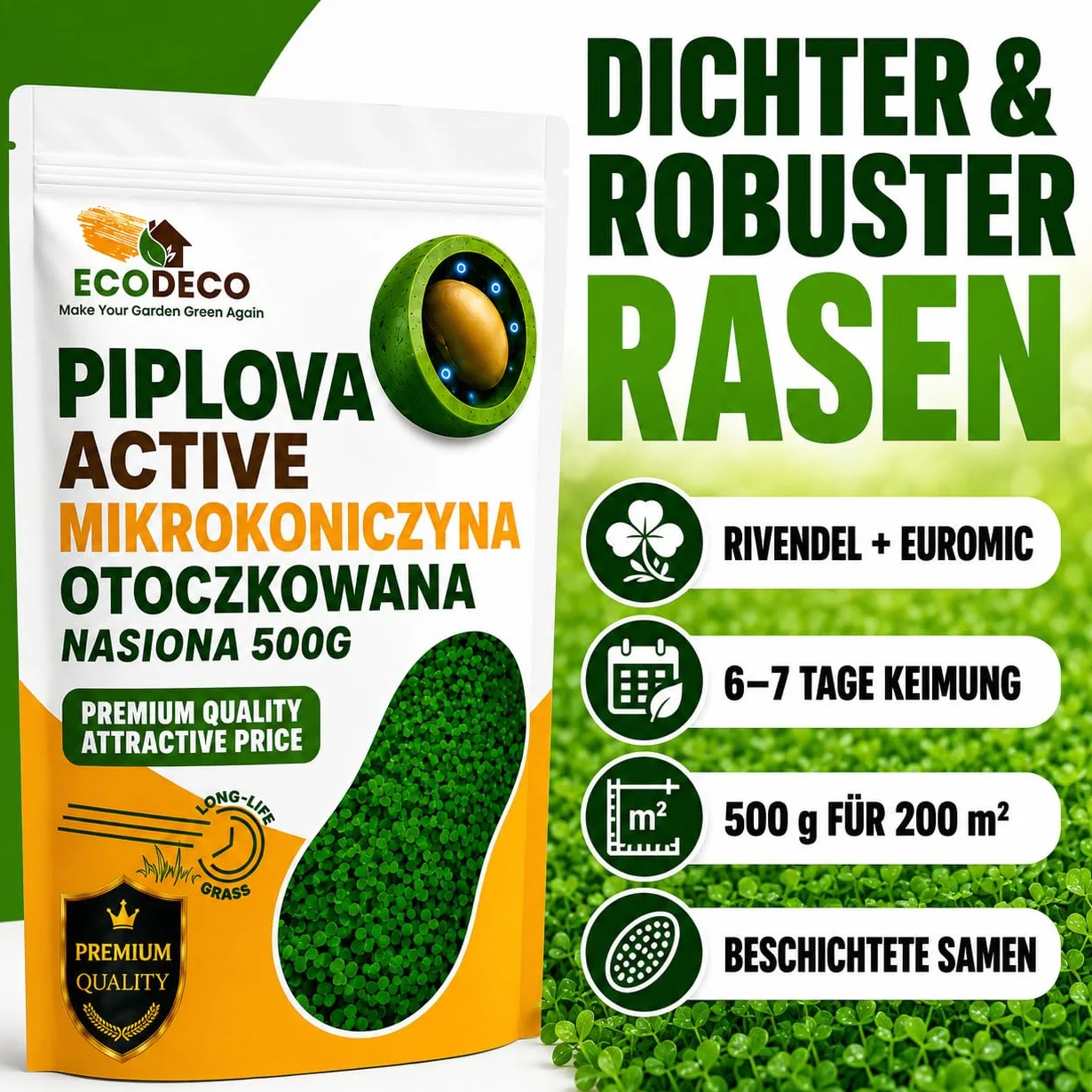 Micro Trefle Nain Blanc Pipolina Semence Pelouse 500g 200 m² Ultra Résistant sans Arrosage Levée Rapide 7 Jours