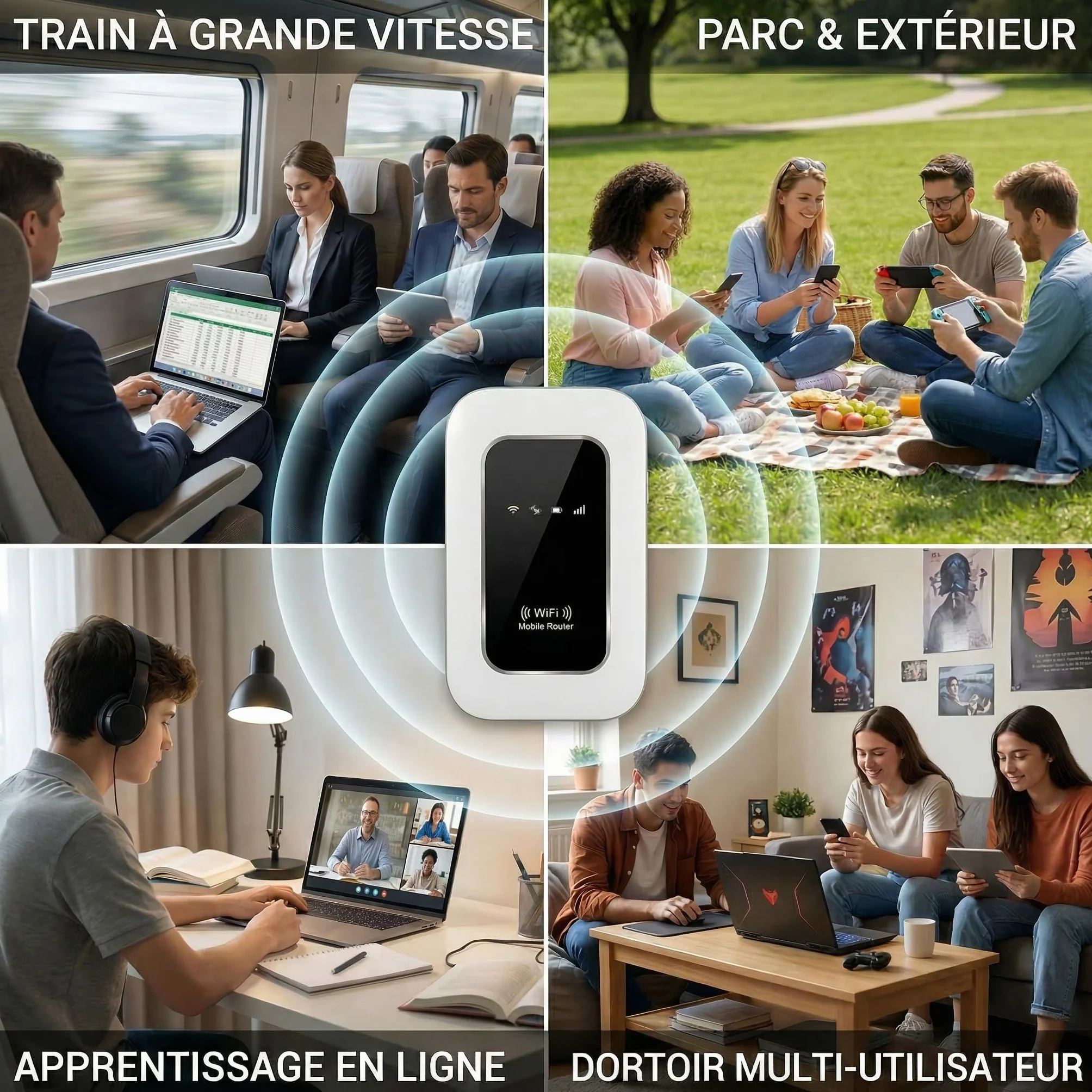 Routeur 5G Portable WiFi 6 Modem Carte SIM Déverrouillé Haut Débit 5G/4G+ Jusqu'à 28 Appareils