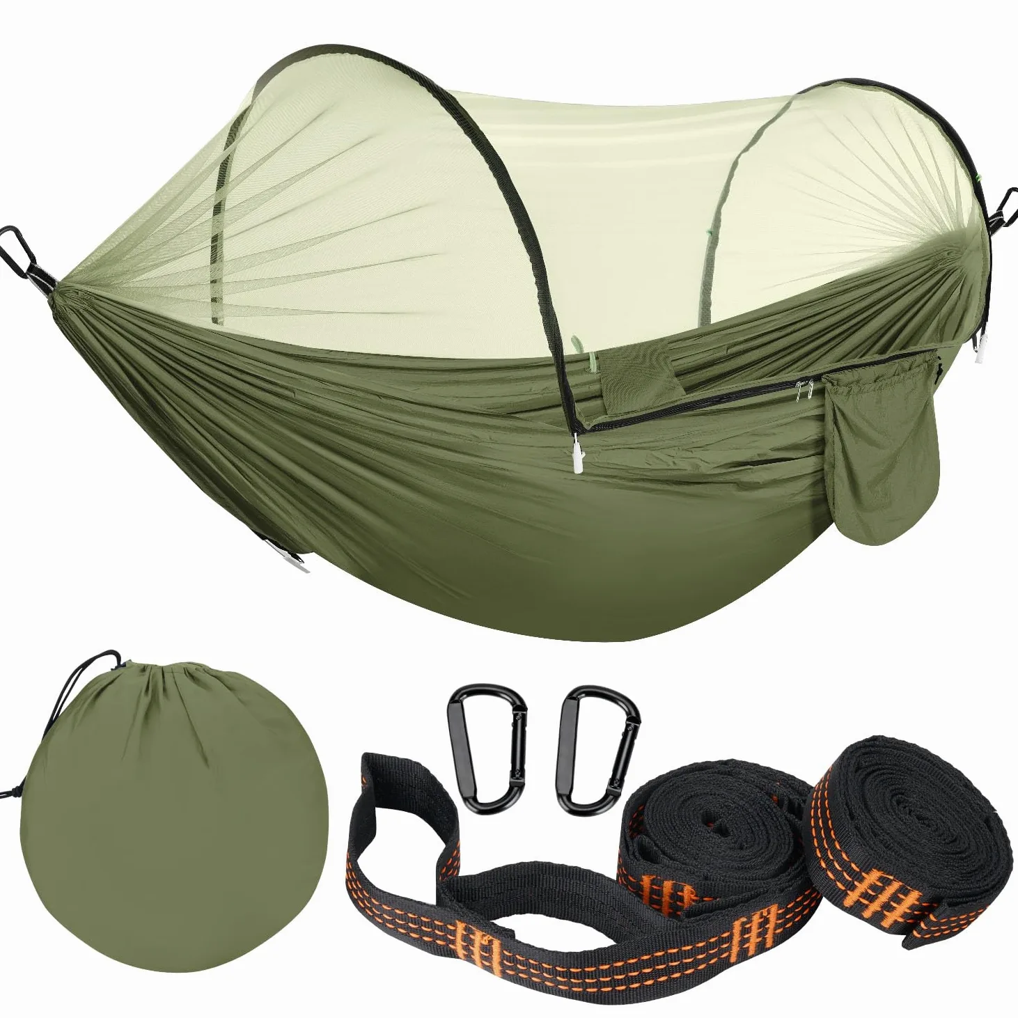 Ultra-léger Hamac Moustiquaire Capacité de Charge de 300kg | Suspendu Hamac sur Pied Respirant | Nylon Parachute Séchage Rapide Exterieur pour Camping, Randonnée, Jardin, Randonnée Pédestre