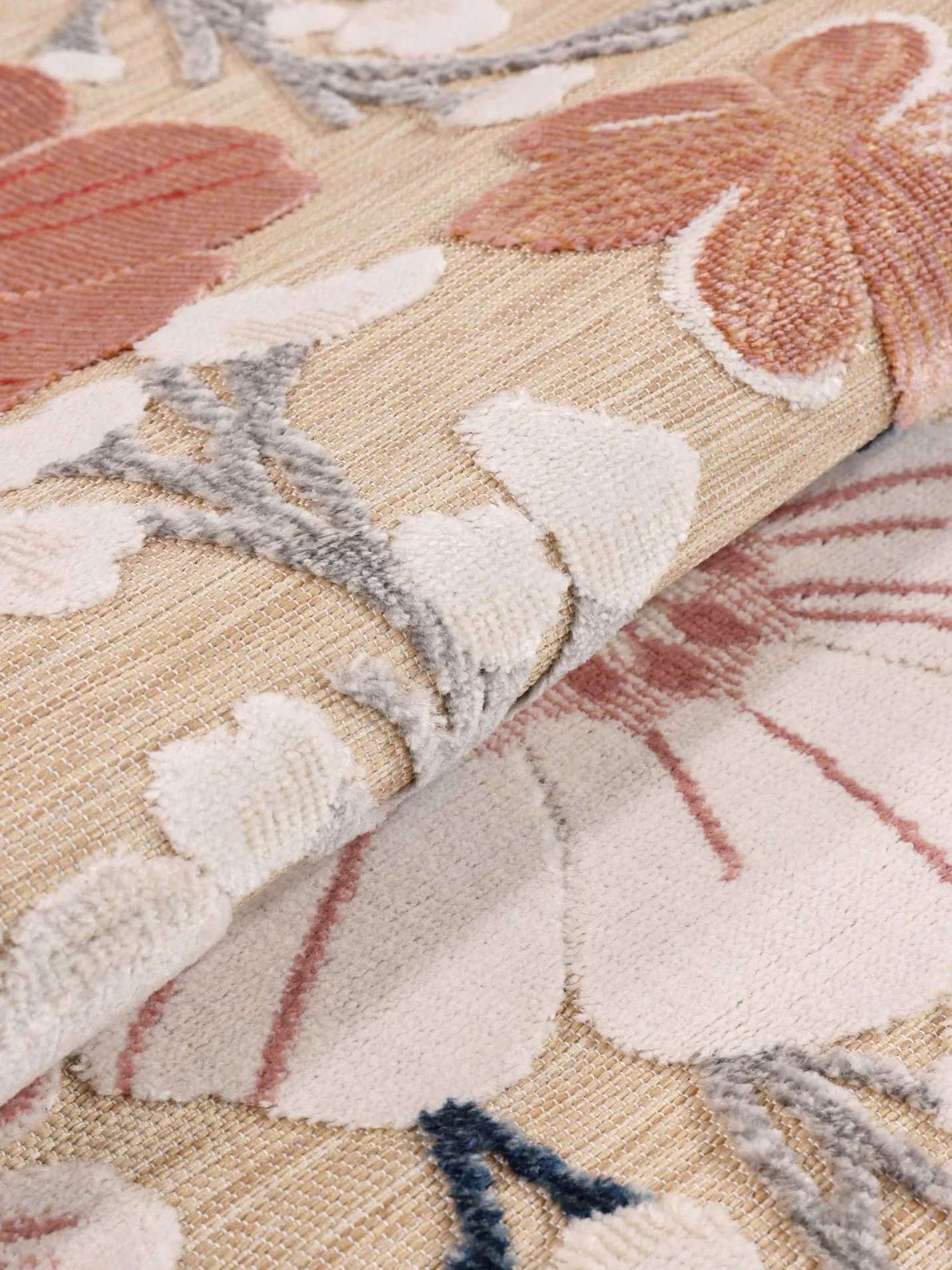 RugVista Cherri Tapis intérieur et extérieur, Rond, Ø 200 cm, Beige/Rose | Modernes, Poil ras, Lavage à la main seulement, Oeko-Tex 100, Résistant aux UV, Salle de séjour, Cuisine, Porch