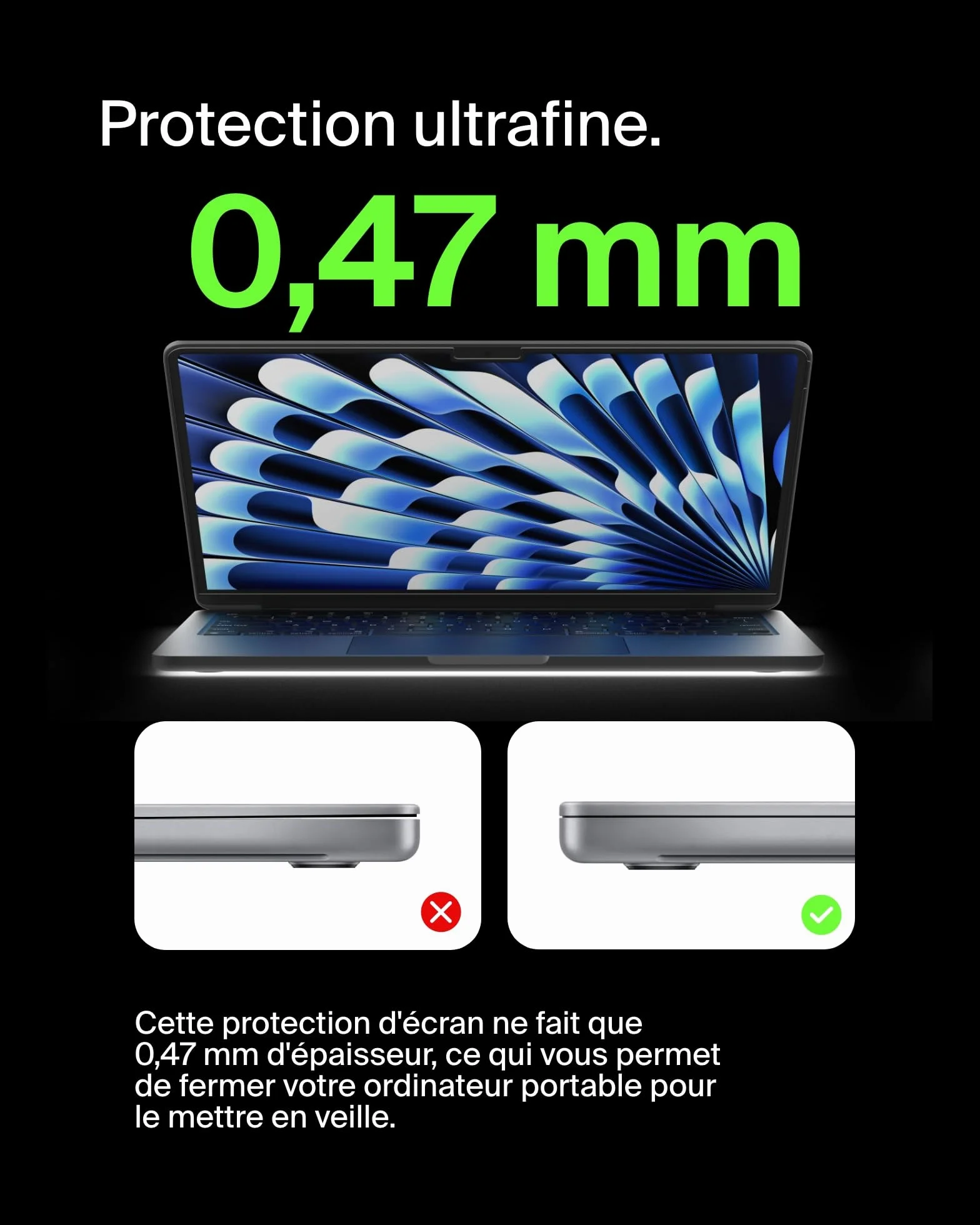 Belkin ScreenForce Protection d'écran TruePrivacy pour MacBook Air 13" M2 antireflet filtre latéral bidirectionnel indice 2H