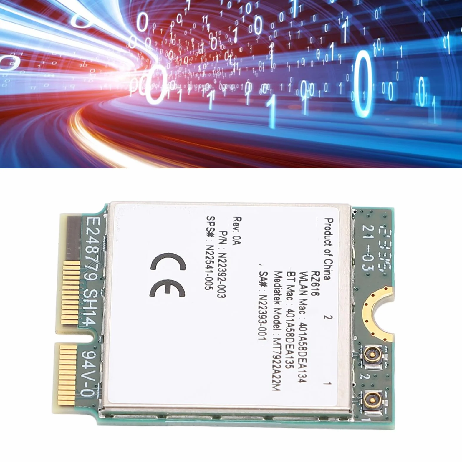 Carte sans Fil Wi-Fi 6E M.2 MT7922A22M pour Ordinateur Portable Bluetooth 5.2 RZ616 5374 Mbit/s