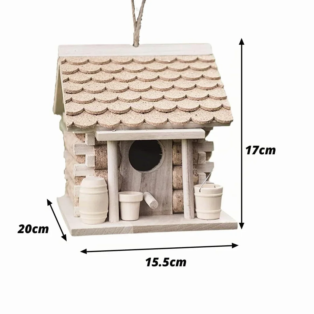 Garden Mile Maison Oiseaux Exterieur en liège et en Bois à Suspendre pour Jardin décoration nichoirs Oiseaux Sauvages