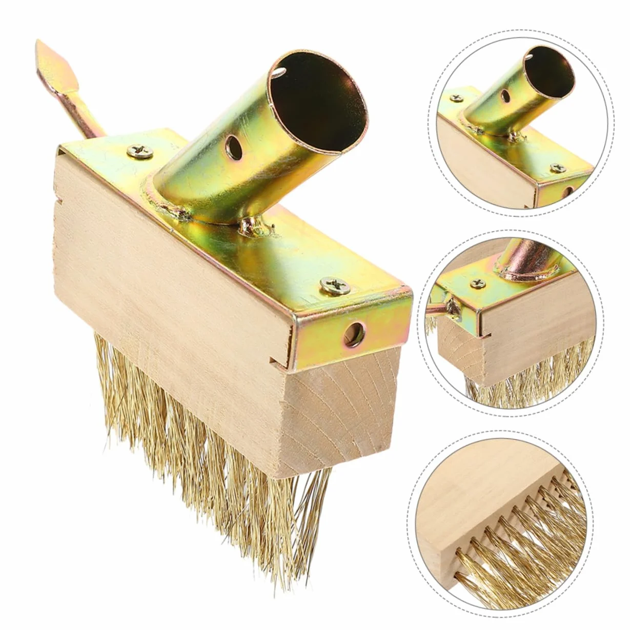Hemobllo 4pièces Brosse Métallique pour Désherbage Terrasse Outil Nettoyage Joints Pavés Brosse Fil Acier Arrache-Mousse Désherbeur Manuel Dalles Kit Jardinage Crevasses