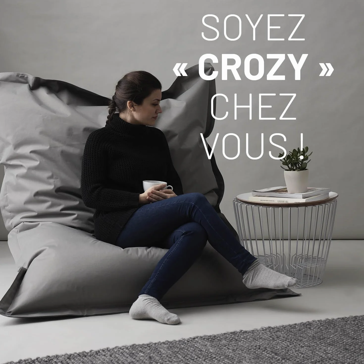 Lumaland Pouf géant XXL 140 x 180 cm Coussin de couchage imperméable Bean Bag housse lavable Vert pastel