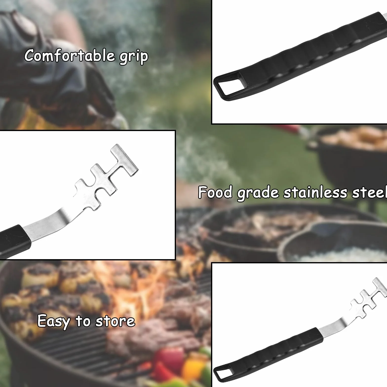 Accessoires Barbecue Acier Inoxydable Multifonctionnel Résistant Chaleur Antidérapant Poignée Protection Universel