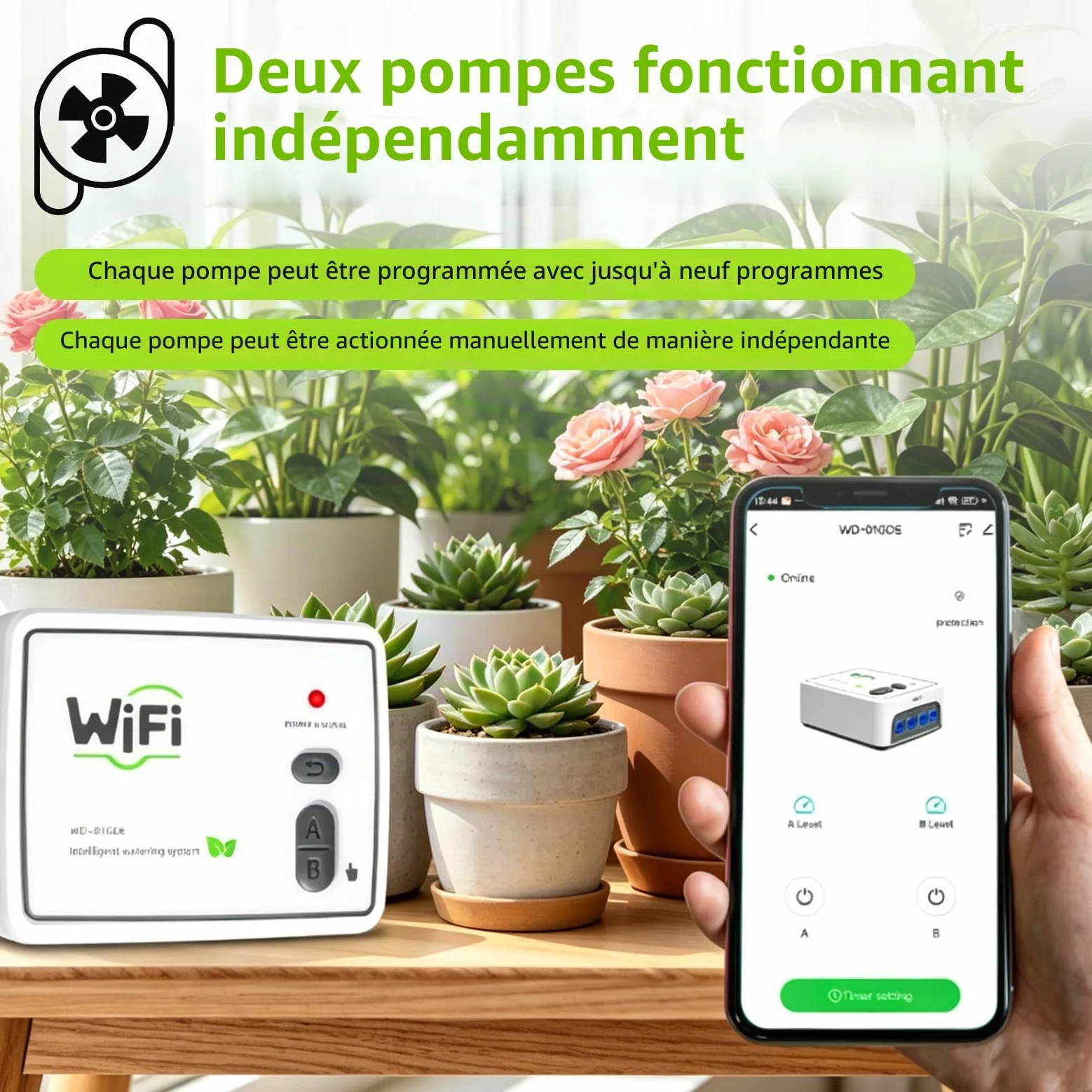 Système D'arrosage Automatique Wifi Pour Plantes D'intérieur Système D'arrosage Goutte à Goutte Intelligent à Double Pompe Contrôlable via App Ensemble D'arrosage Goutte à Goutte Réglable