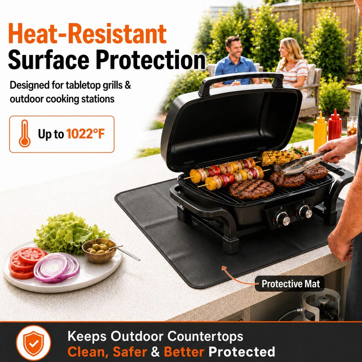 Blackstone Tapis de barbecue ignifuge imperméable résistant à la chaleur 61 x 91 cm noir