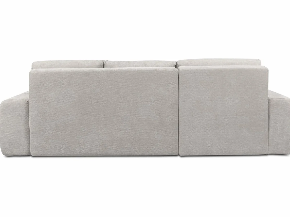 Canapé d'angle Gauche Convertible 3 Places Tissu Chenille Beige Habitat et Jardin