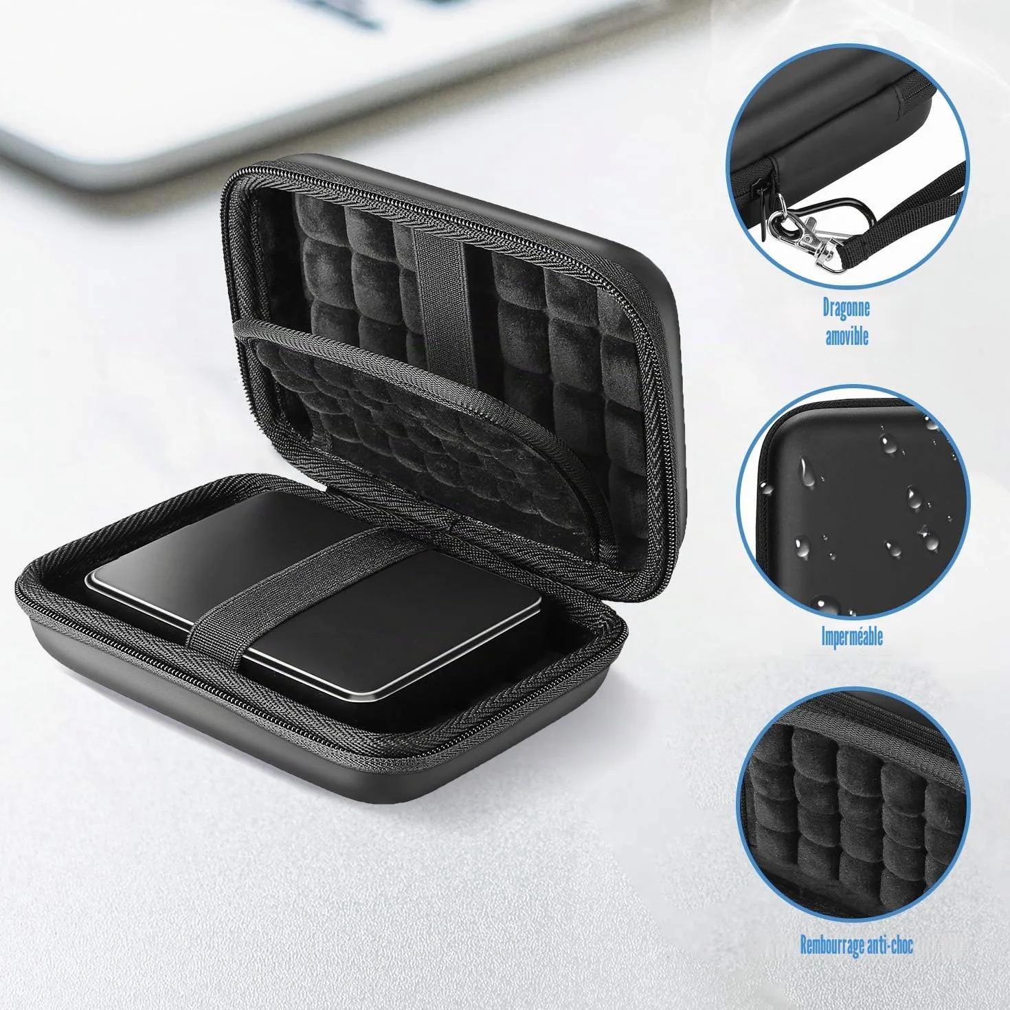 ProCase Étui Disque Dur Externe 2,5" Housse Protection WD Toshiba Canvio Seagate Samsung SSD HDD Antichoc