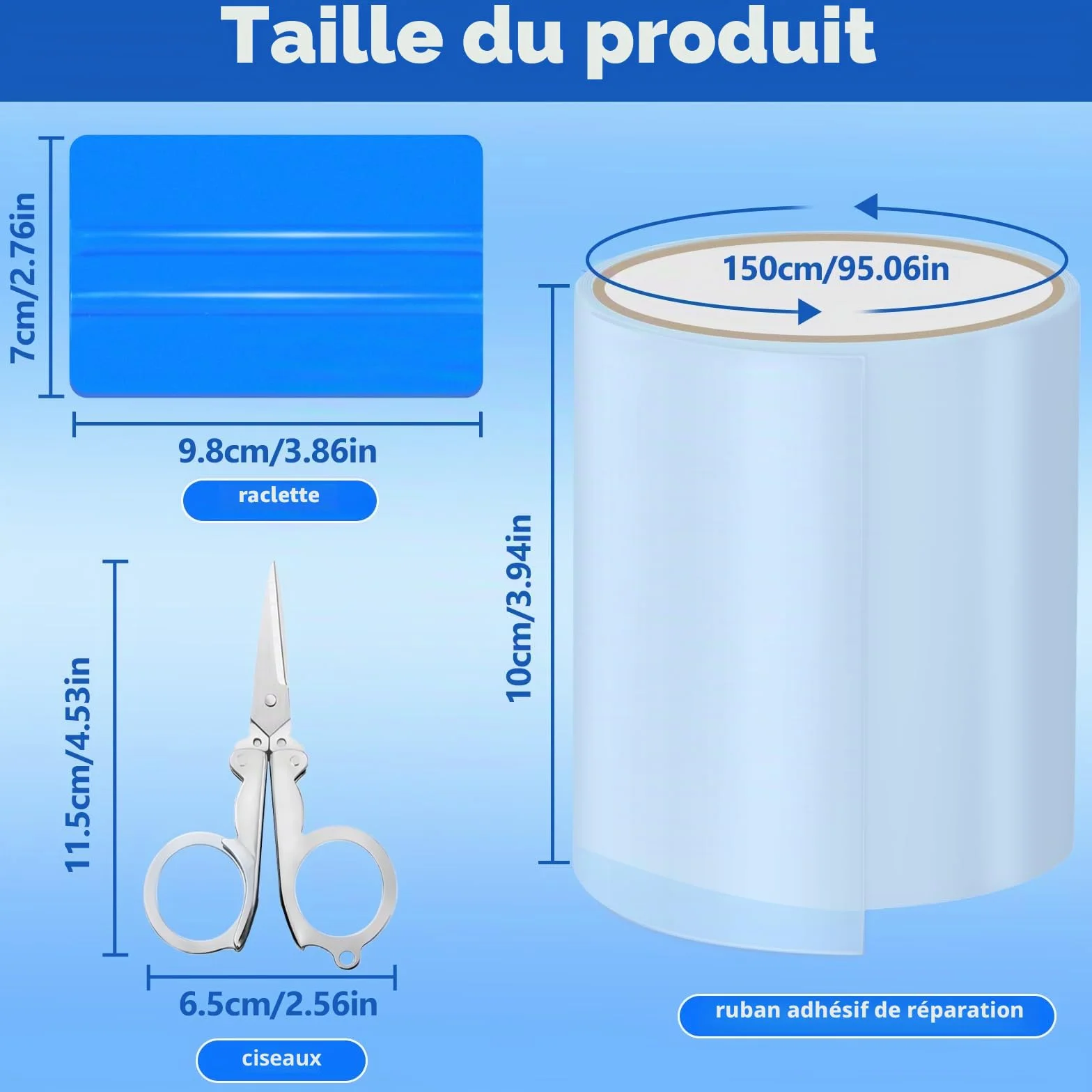 Nepfaivy Kit Réparation Piscine - Rustine PVC 10 x 150 cm, Ruban Adhésif pour Piscine Gonflable Spa