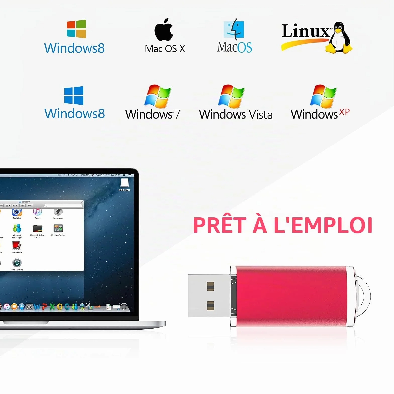 KOOTION Clé USB 2.0 32Go Imperméable à l'Eau Jump Drive