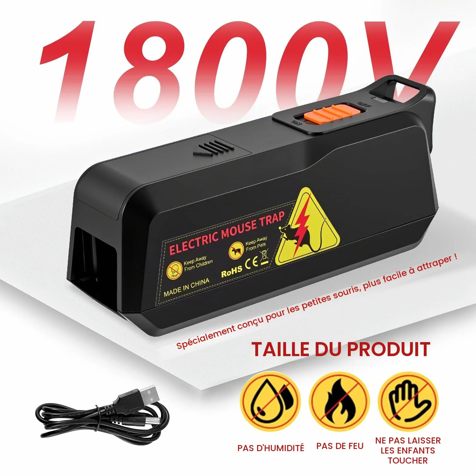 Piège à Souris Électrique, Tueur de Rats/Souris Haute Tension, Réutilisable & Facile à Nettoyer - pour Maison, Jardin, Grenier