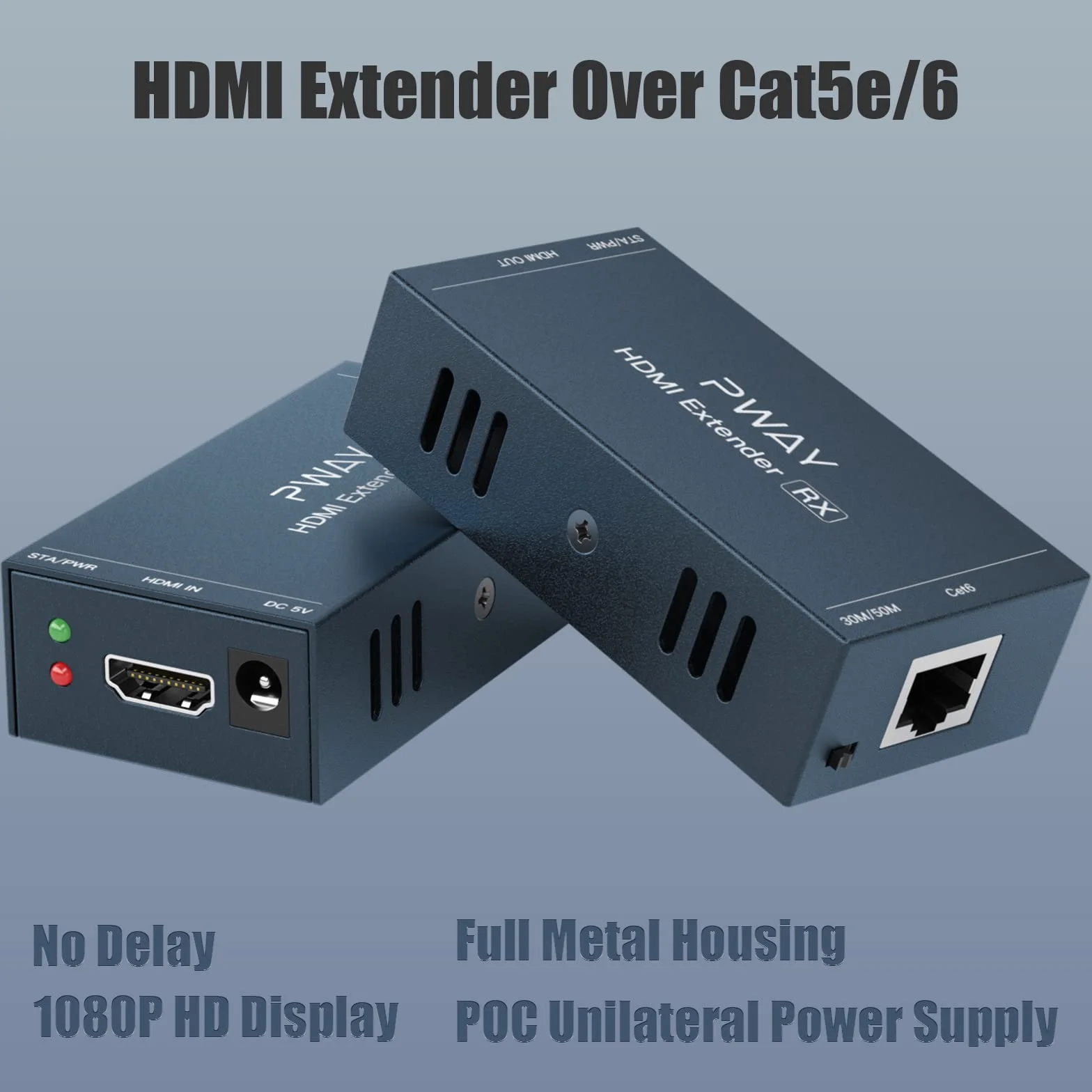 Extendeur HDMI 165ft 50 m Cat5e/Cat6 Câble Full HD 1080P PW-HT202PG
