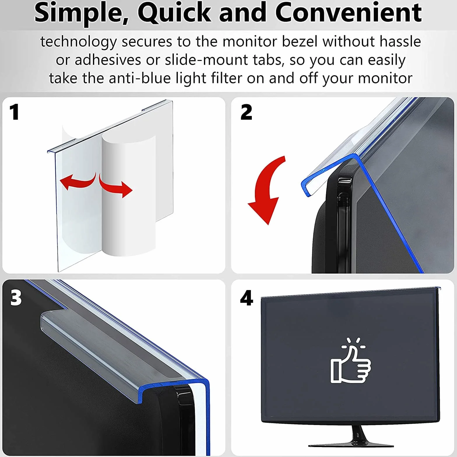 Filtre écran anti-lumière bleue 12-27 pouces amovible protection moniteur PC