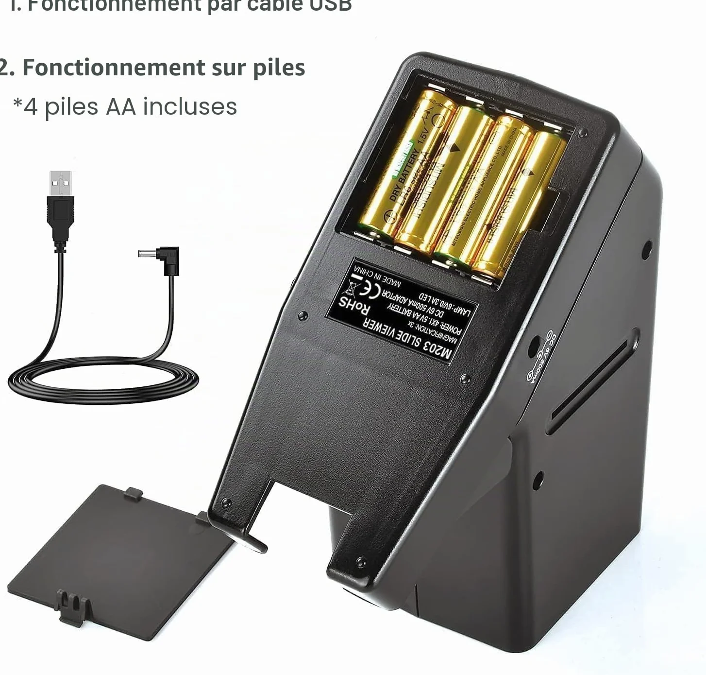 Visionneuse de Diapositives 35 mm x3 USB Piles 4 AA