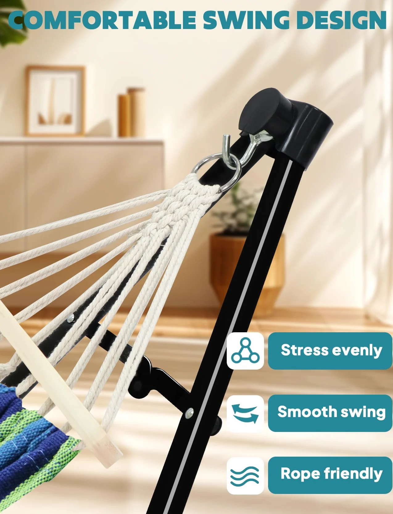 ANYOO Hamac avec Support Pliable Portable Double Usage Intérieur Extérieur