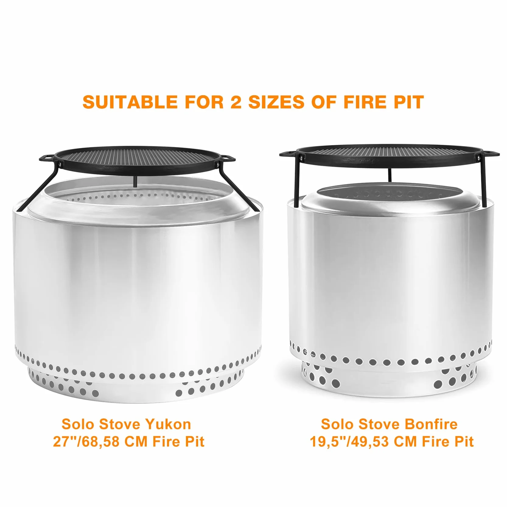 onlyfire Plaque de Cuisson Réversible en Fonte pour Solo Stove Bonfire, Yukon, Summit 19.5-27 pouces, 49.5-68.9 cm