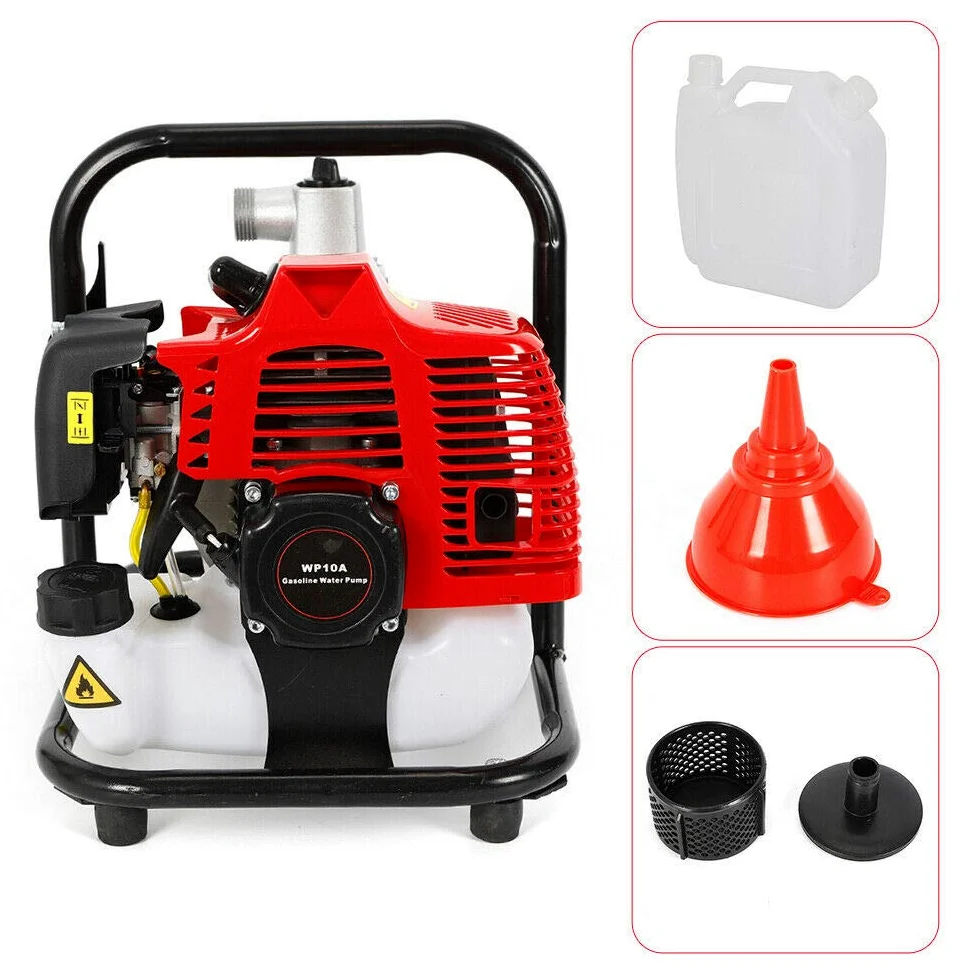 43cc 2 temps Essence Pompe à Eau à Moteur pour Jardin 1.25kw/6500rpm Maxi 15000 L/h