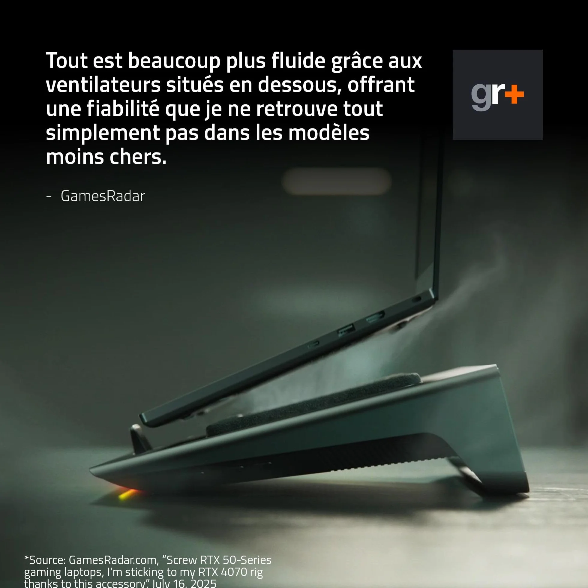 Razer Support de Refroidissement Intelligent pour Ordinateurs Portables 14-18 Pouces Chambre de Pression étanche à l'air Noir