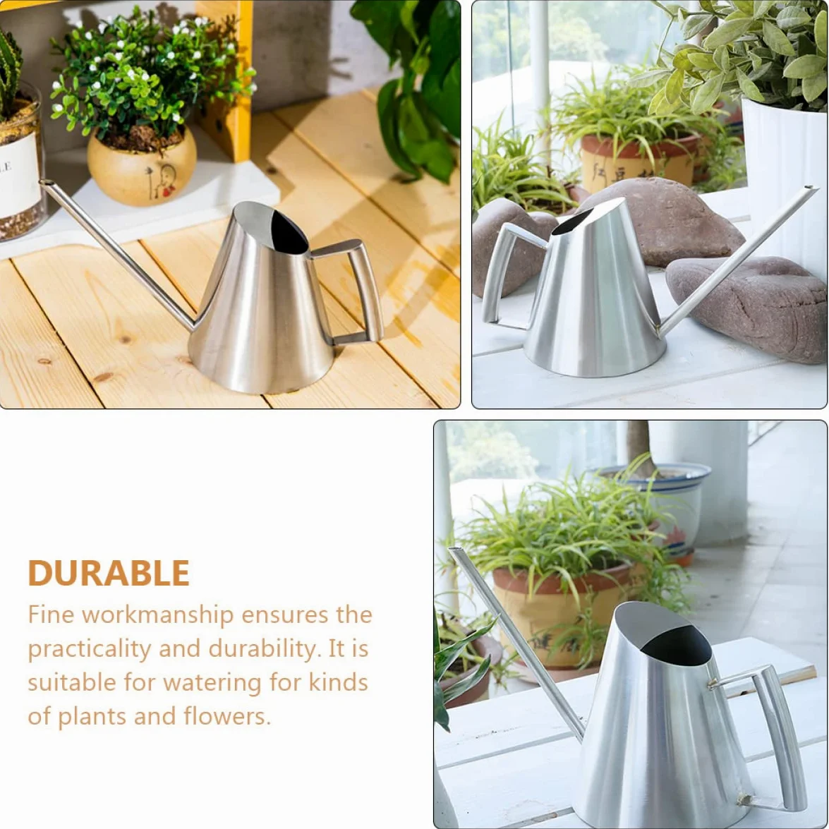 Abaodam Arrosoir en Acier Inoxydable 900 ML pour Jardin D'intérieur et Extérieur, Arrosoir à Long Bec Vintage en Métal, Outil D’arrosage Pratique et Solide pour Plantes et Fleurs