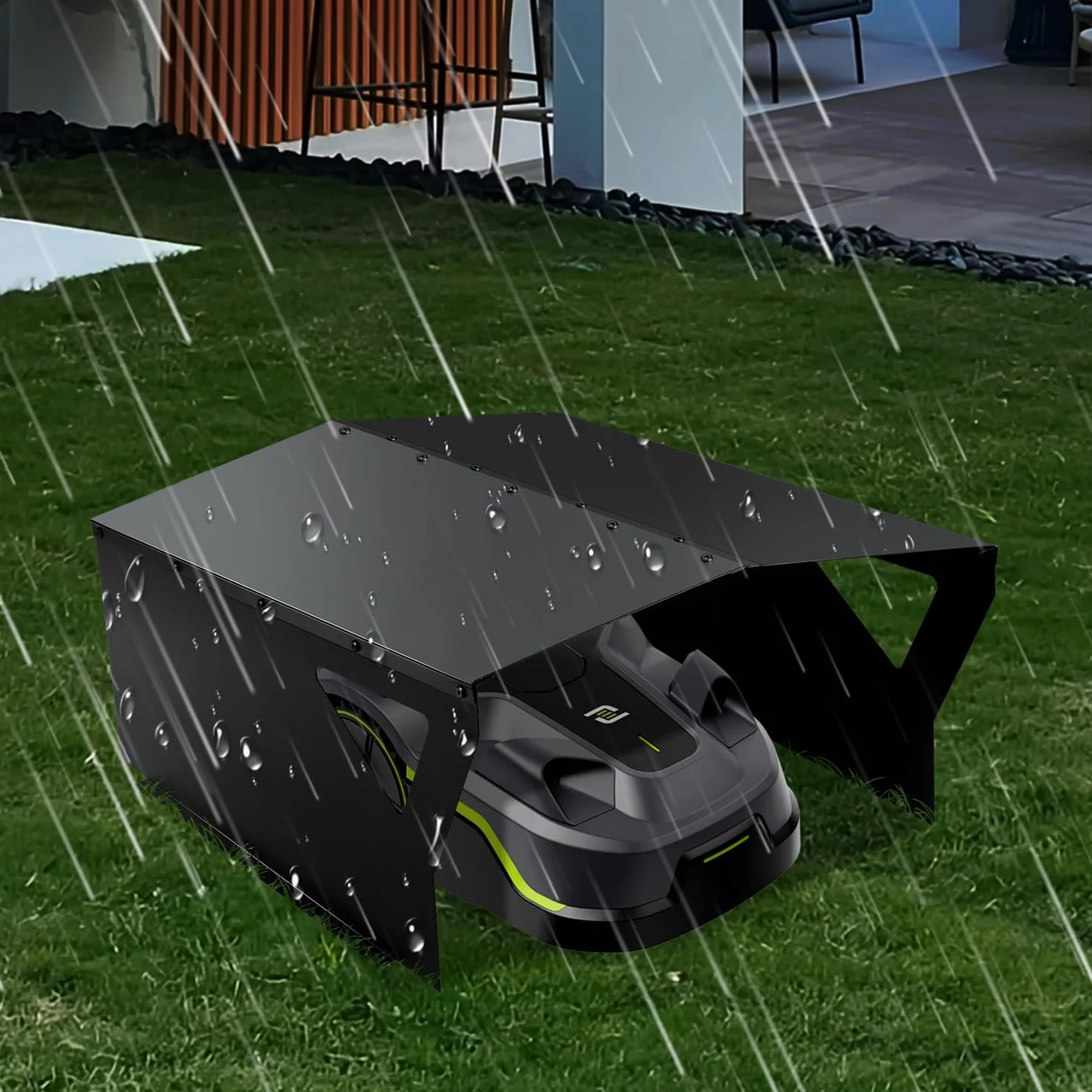 Garage pour robot-tondeuse, Garage pour robot-tondeuse en acier galvanisé, protection contre le vent et les intempéries pour robot-tondeuse, Protégez le robot-tondeuse des rayons UV, Toit pour
