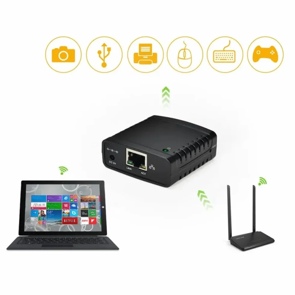 Serveur d'impression USB 2.0 LRP 100 Mbps LAN Ethernet HUB Adaptateur Secteur Prise UE
