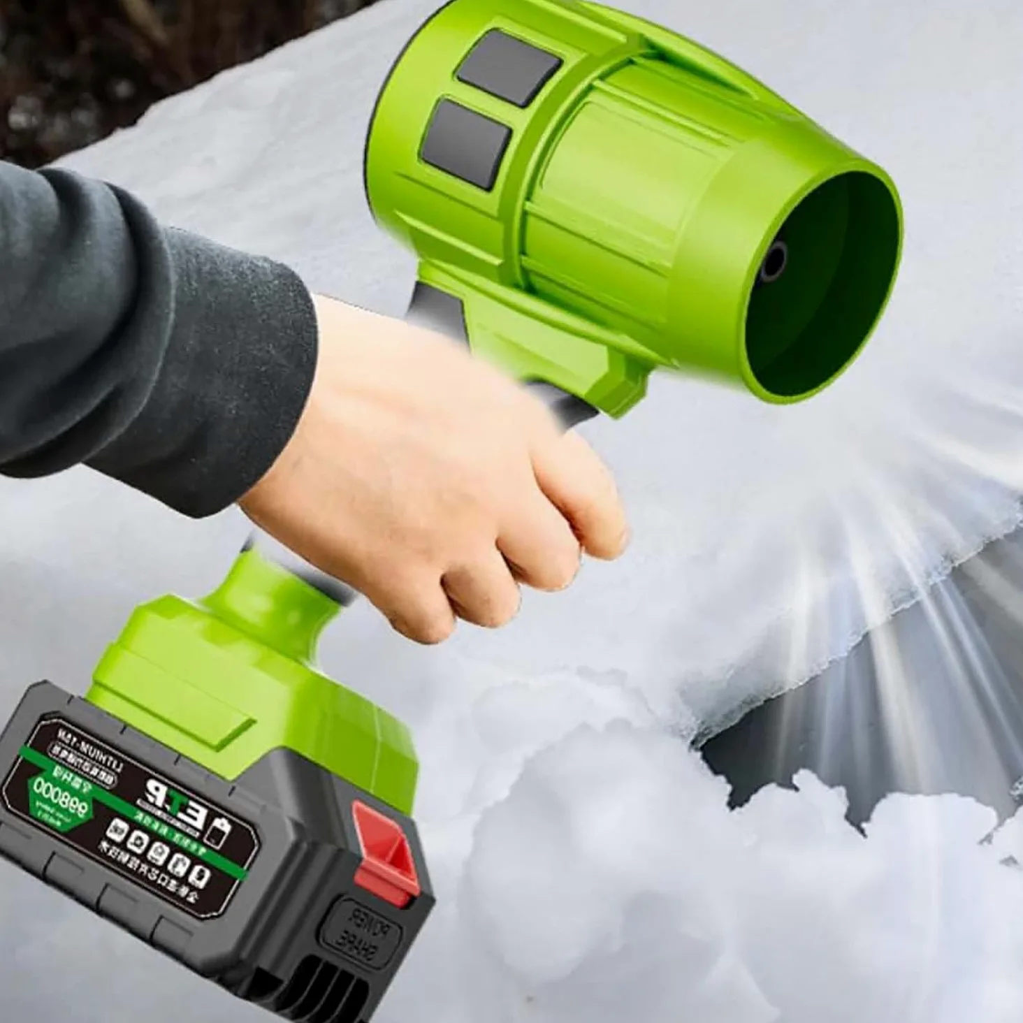 Seese Pro Souffleur Aspirateur Électrique sans Fil - Portable, 35000 RPM Ultra Puissant, 40 Minutes d'Autonomie, Léger pour Jardin, Cour, Feuilles, Pelouse (Green,2 Batterie)