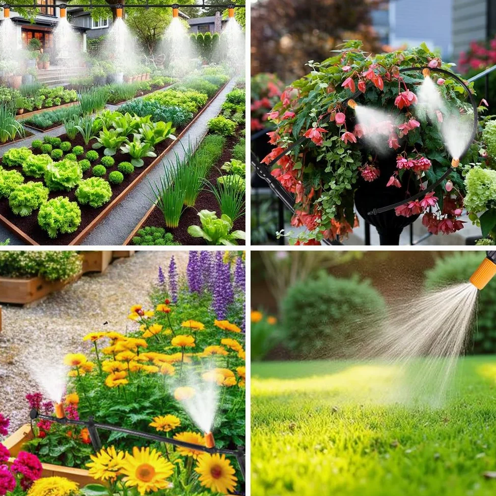 Hoteche Système d'irrigation goutte à goutte avec 30 goutteurs réglables, tuyau de 20 m, adaptateur et accessoires pour jardin/serre