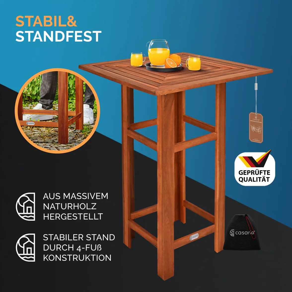 Casaria Ensemble Table de Bar et 2 tabourets Bois Haute avec chaises Jardin terrasse
