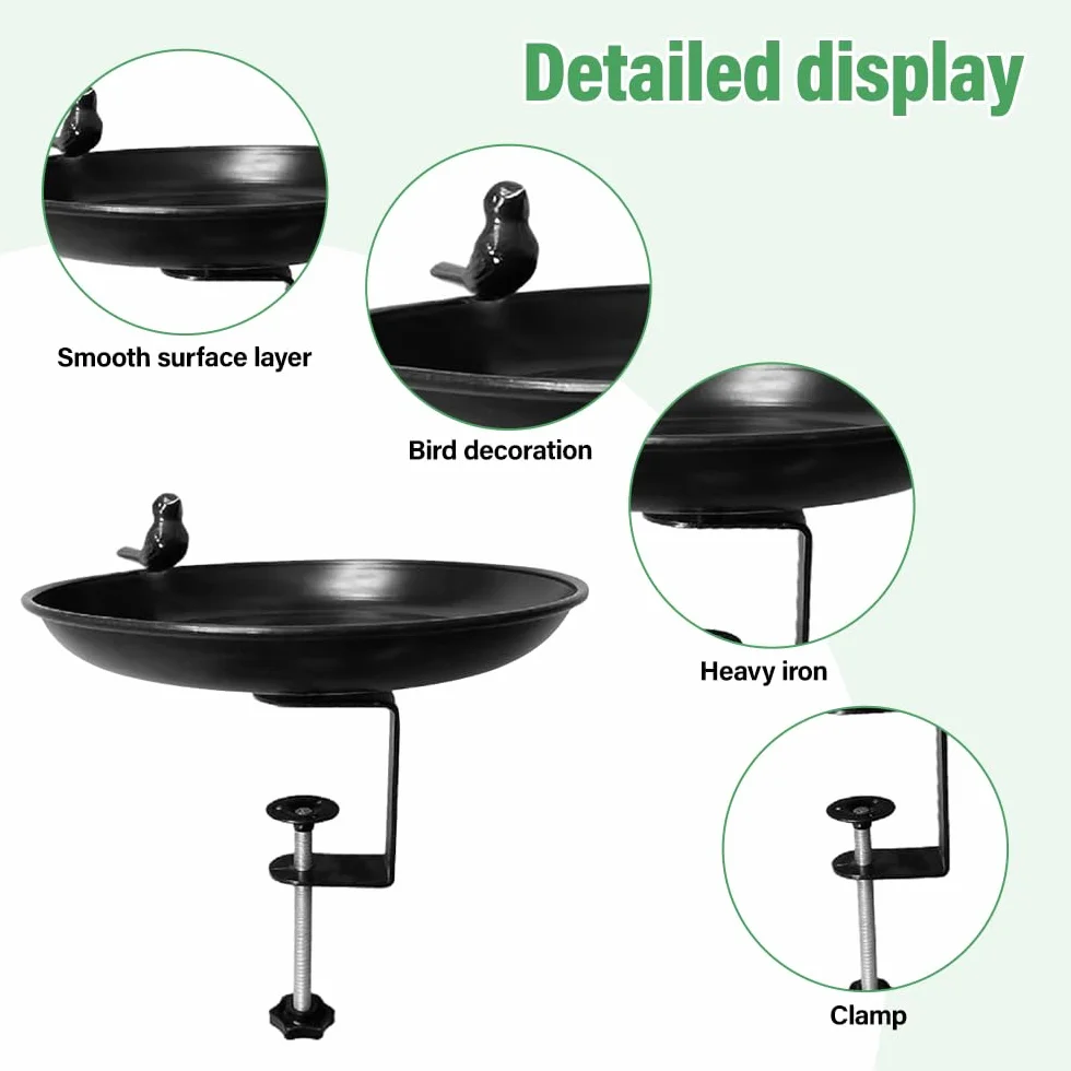 Bain d'oiseaux Suspendu pour Balustrade de Balcon 21cm Fonte Mangeoire Oiseaux