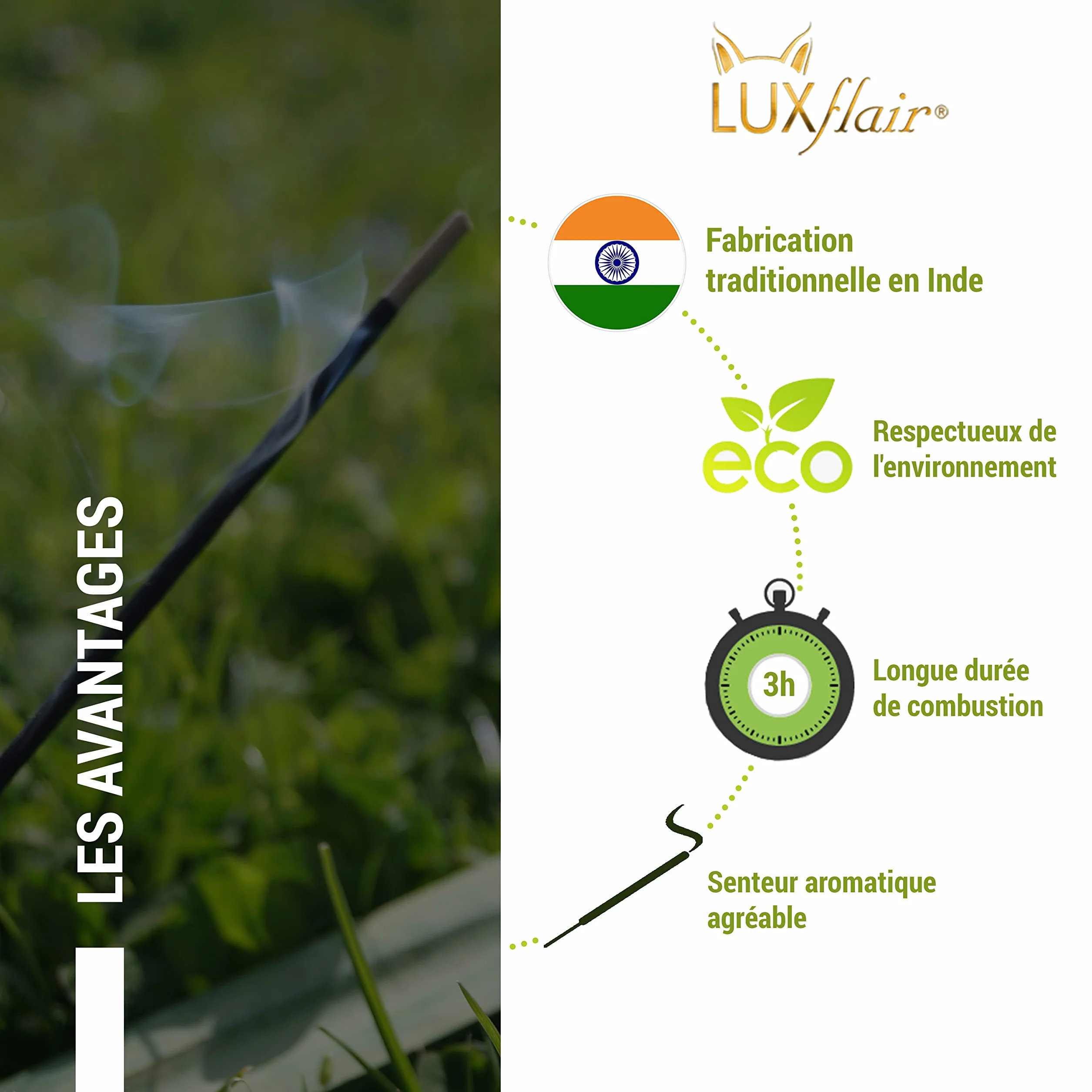 Luxflair XXL Bâtonnets d'encens géants Citronnelle Set de 3 20 pièces pour Jardin BBQ Camping