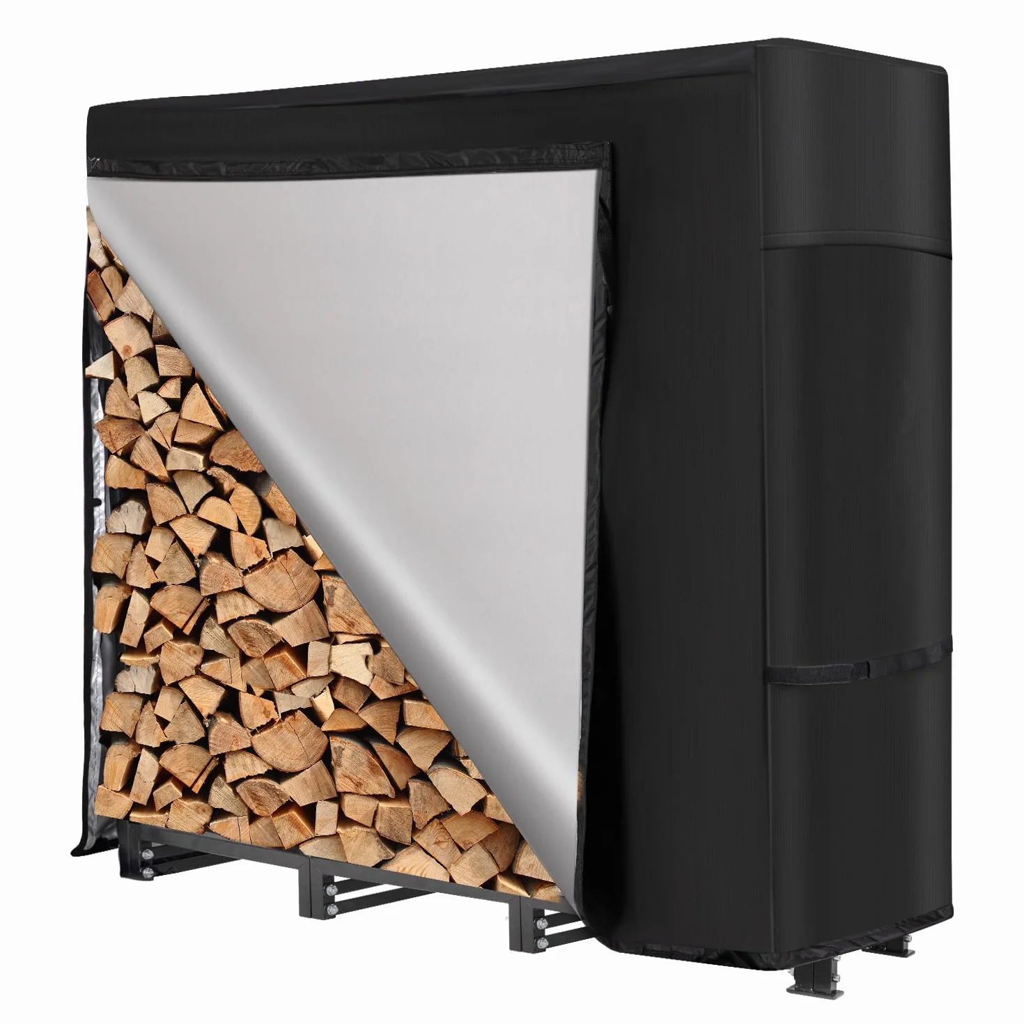 NALONE Support de bois de chauffage d'extérieur 120CM avec housse imperméable et sac de transport