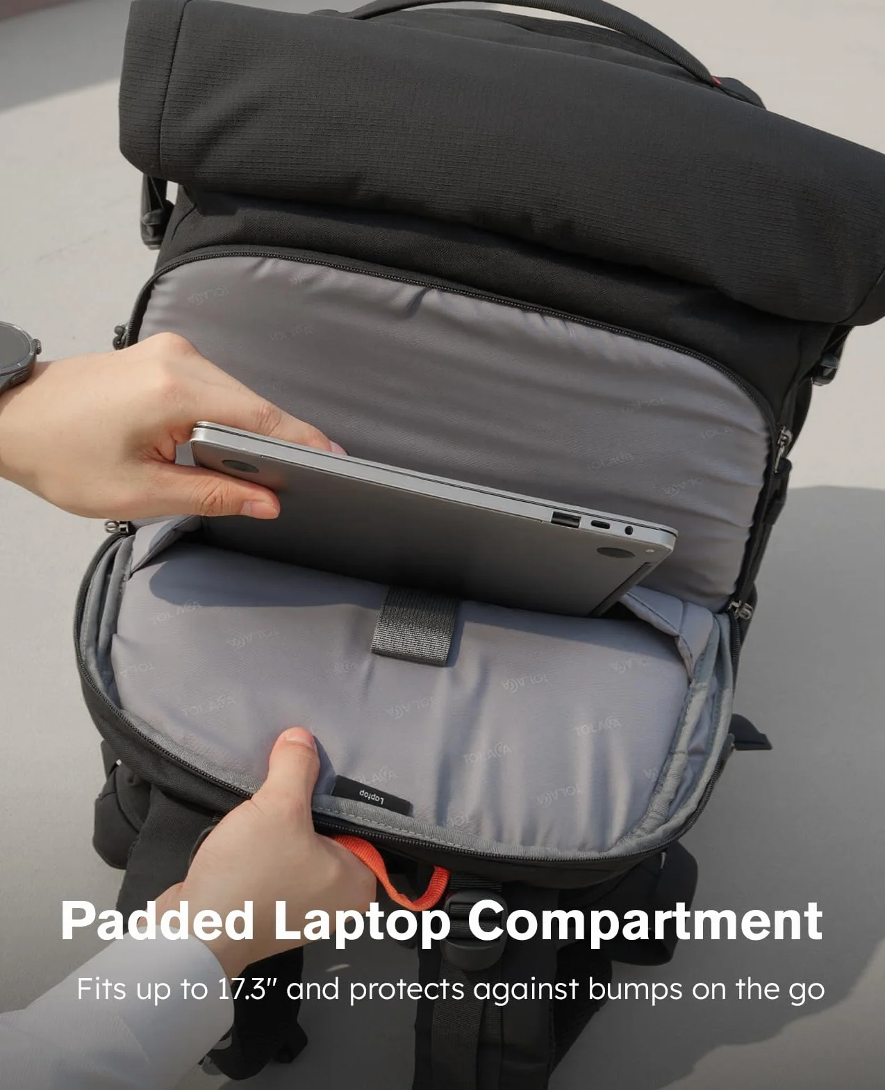 Tolaccea Sac à Dos Voyage Cabine Avion 40L-55L Grand Sac à Dos Roll-Top PC 17,3" Imperméable TSA Antivol