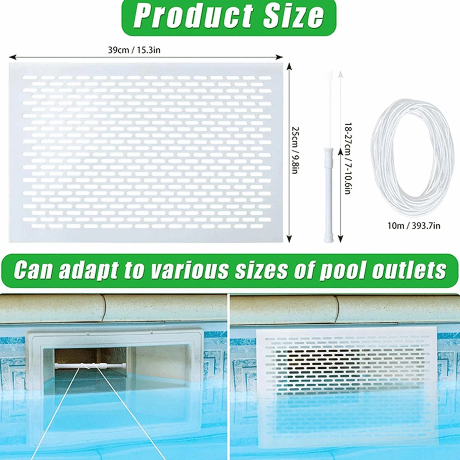 Grille de Protection pour Skimmer de Piscine Anti-Feuilles Toile Maillée Renforcée Écran Nettoyage Spa Étang