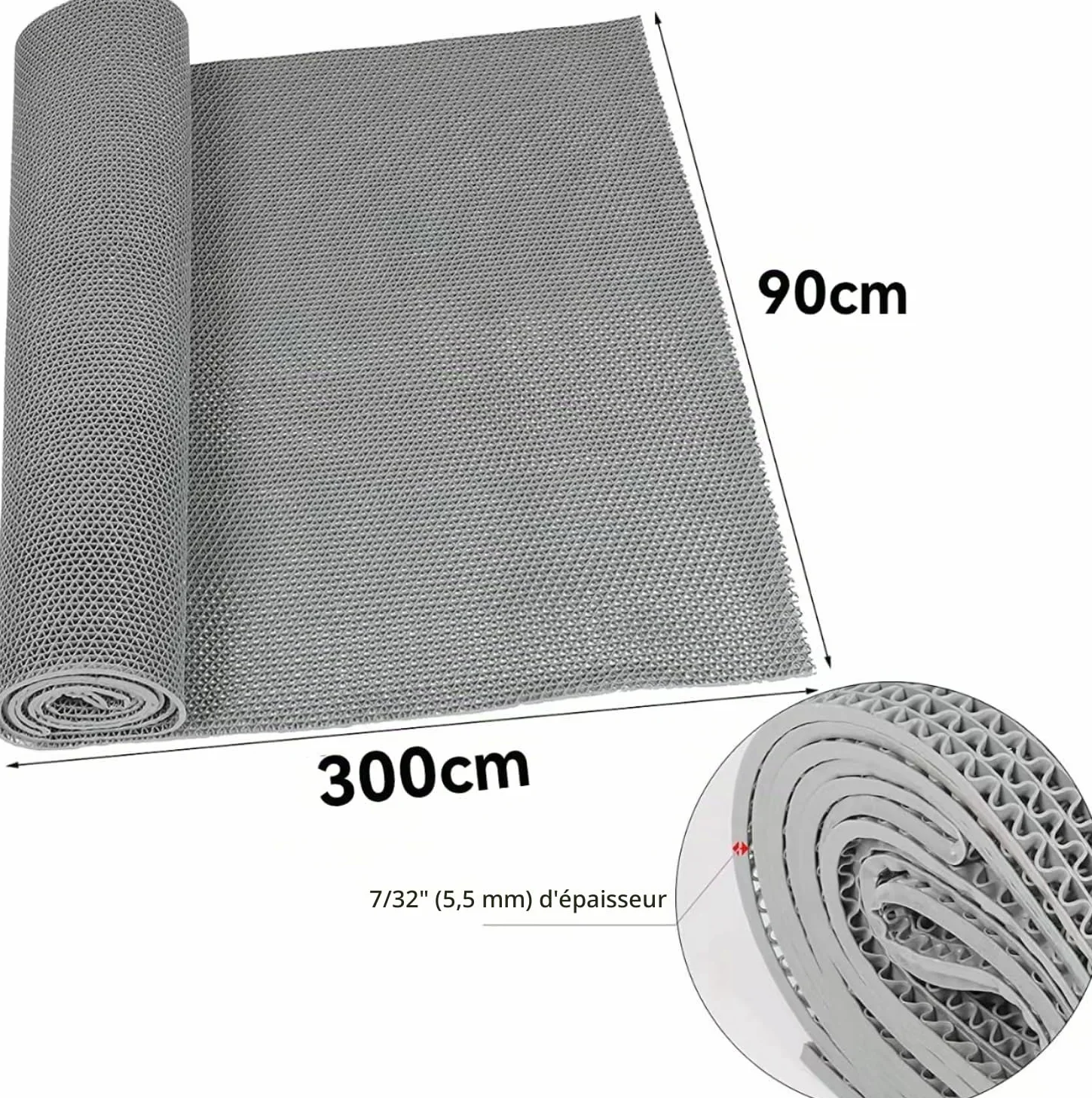 BWKJMY Tapis de sol antidérapant pour zone humide commerciale,0.9x3 m d'épaisseur,0.6 cm d'épaisseur,Pour garage, piscines, restaurants, bars, intérieurs, tapis imperméable en caoutchouc gris