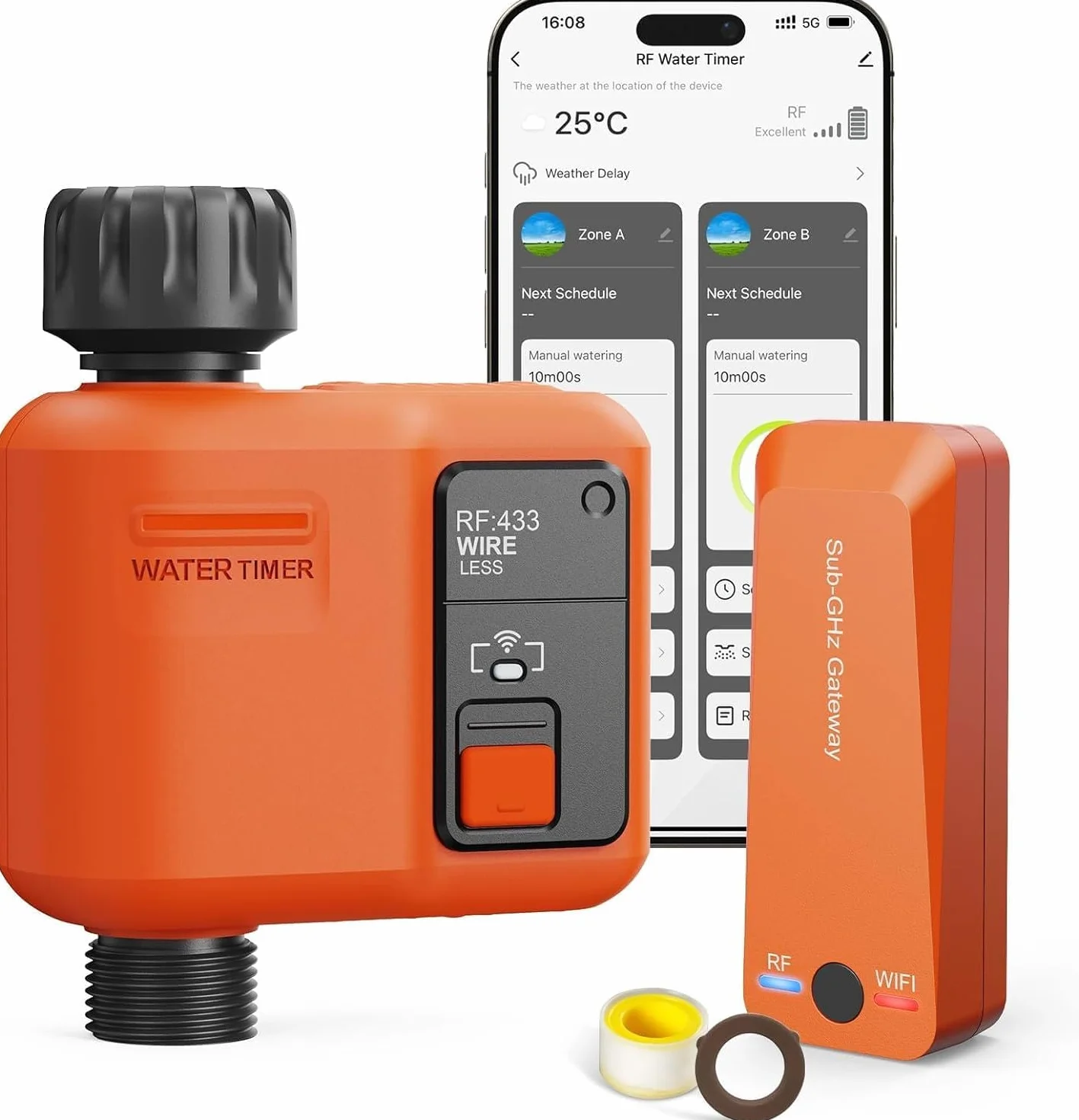 Programmateur Arrosage WiFi 300 Mètres RF Minuteur Automatique Alexa App Retard Pluie Irrigation