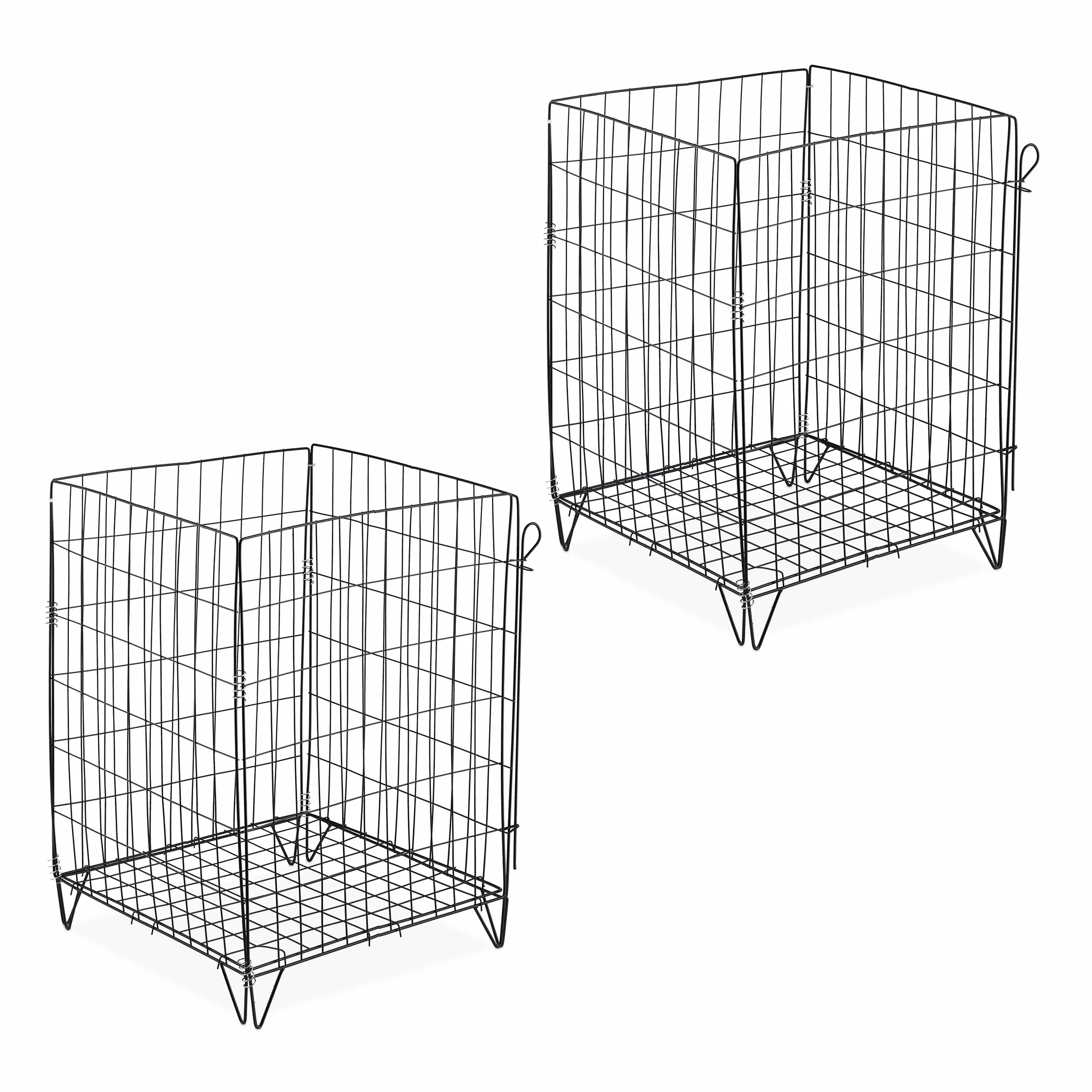 Relaxdays Composteur de Jardin, lot 2, en métal (Acier), Fond grillagé et Pieds, H x L x P : 68 x 46 x 46 cm, Noir