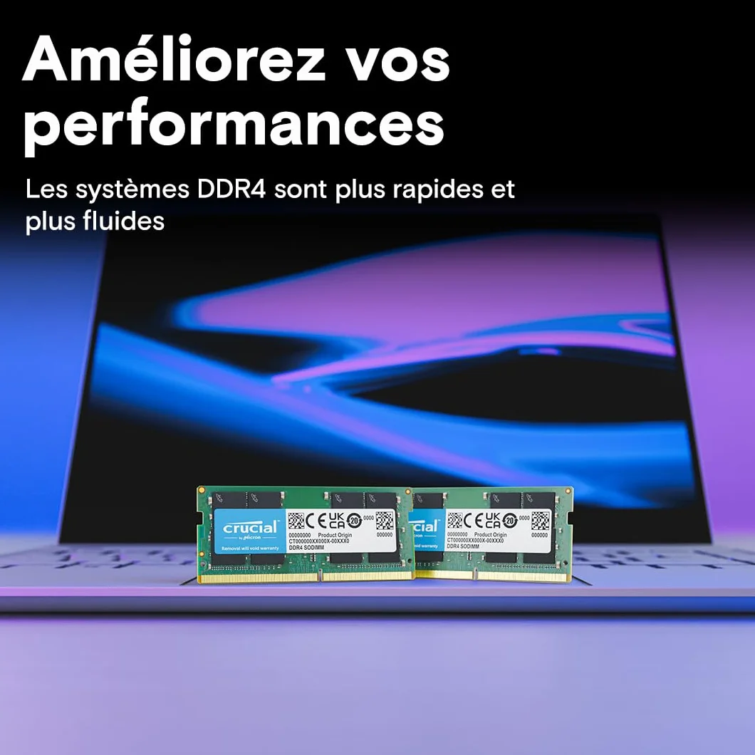 Crucial RAM DDR4 32Go Kit (2x16Go) 3200MHz SODIMM CL22 Mémoire Portable