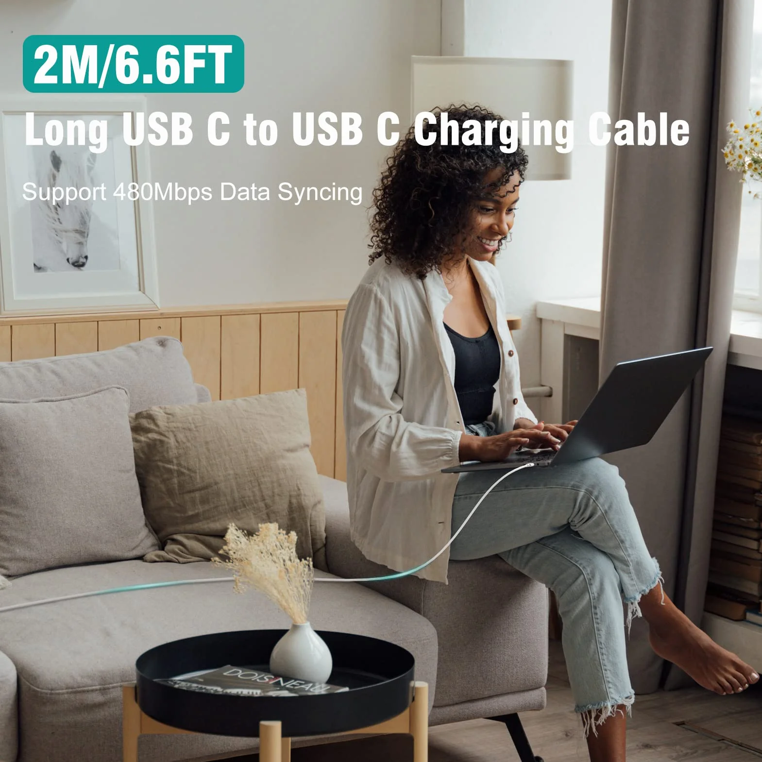 Chargeur MacBook 67W USB C 65W Rapide avec Câble 2M pour MacBook Air/Pro, iPad Pro/Air
