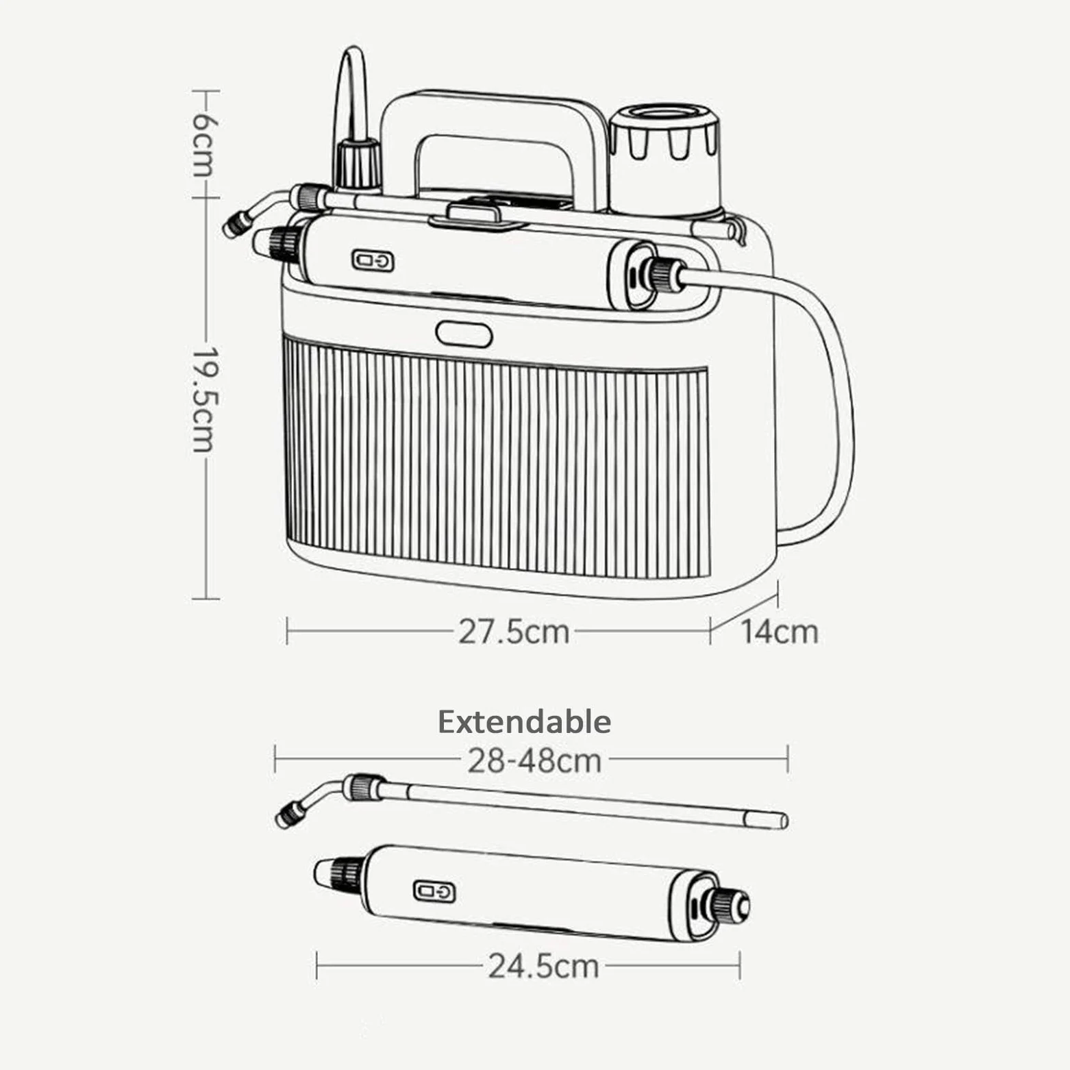 Arrosoir Électrique 5 L, Pulvérisateur De Jardin Électrique avec Poignée Rechargeable USB, Indicateur De Batterie, 2 Lances Interchangeables Et 3 Modes De Pulvérisation, pour Le Pelouse