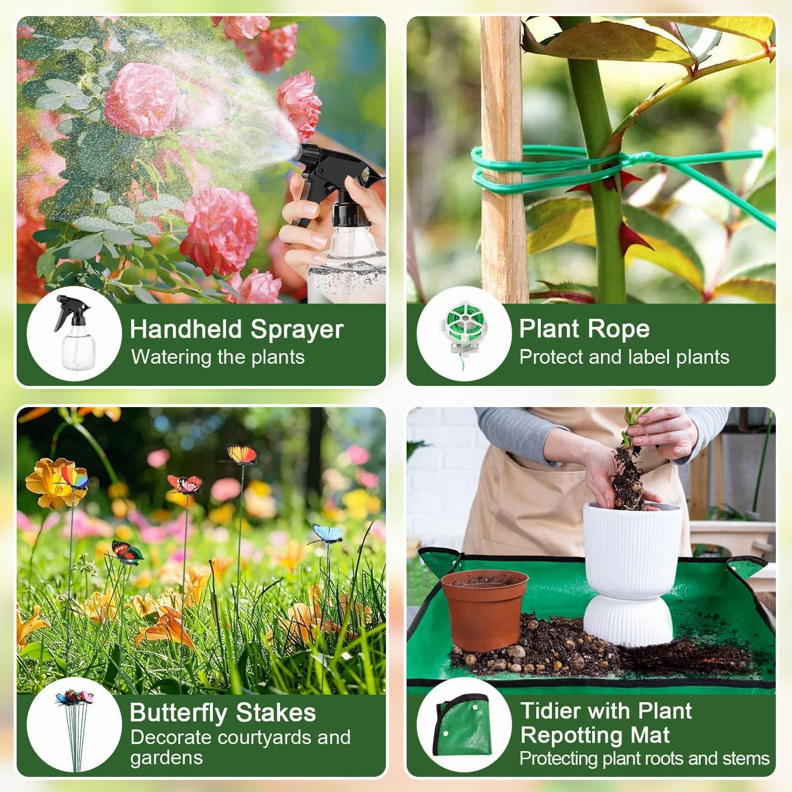 Lot de 22 outils de jardinage | Outils de jardin avec organiseur d'outils de jardin, sac à main, kit cadeau de jardin idéal pour les femmes et les hommes