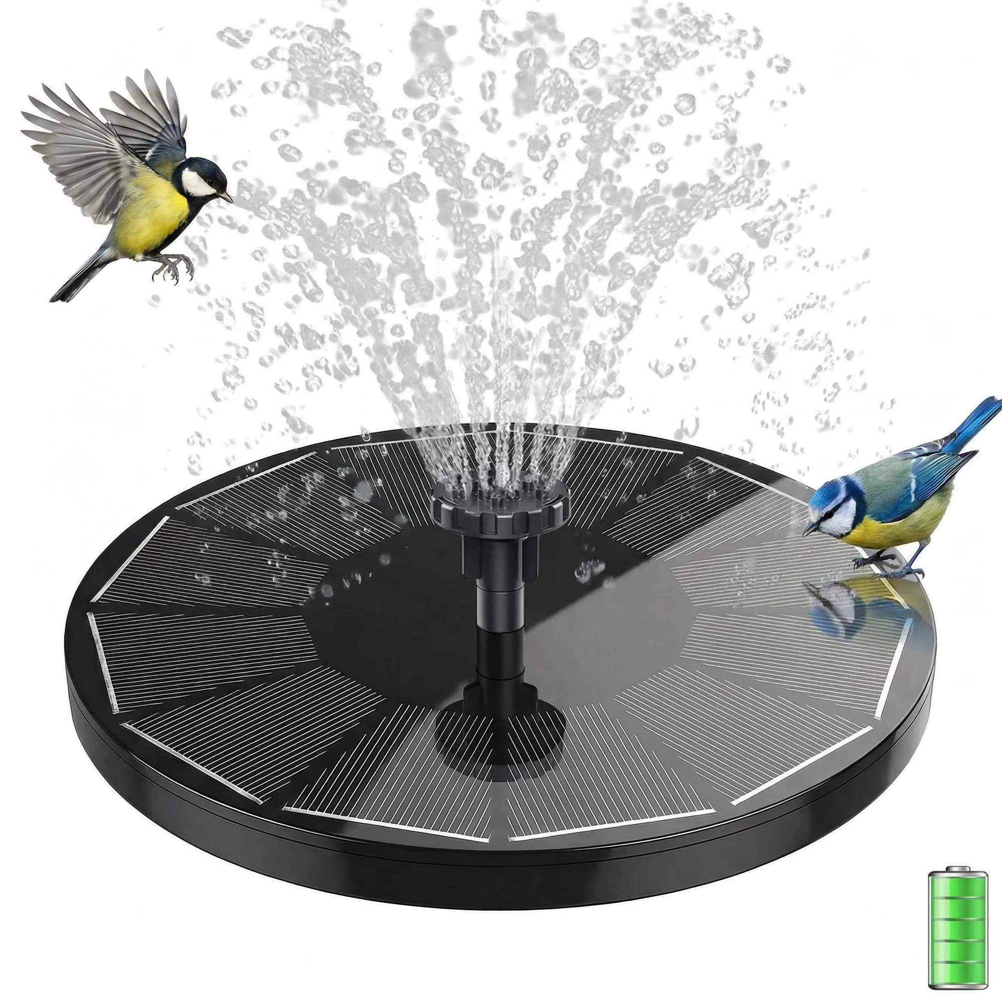 Fontaine Solaire pour Bassin 3,5W intégré 1500mAh Batterie 6 Buses Exterieure Jardin