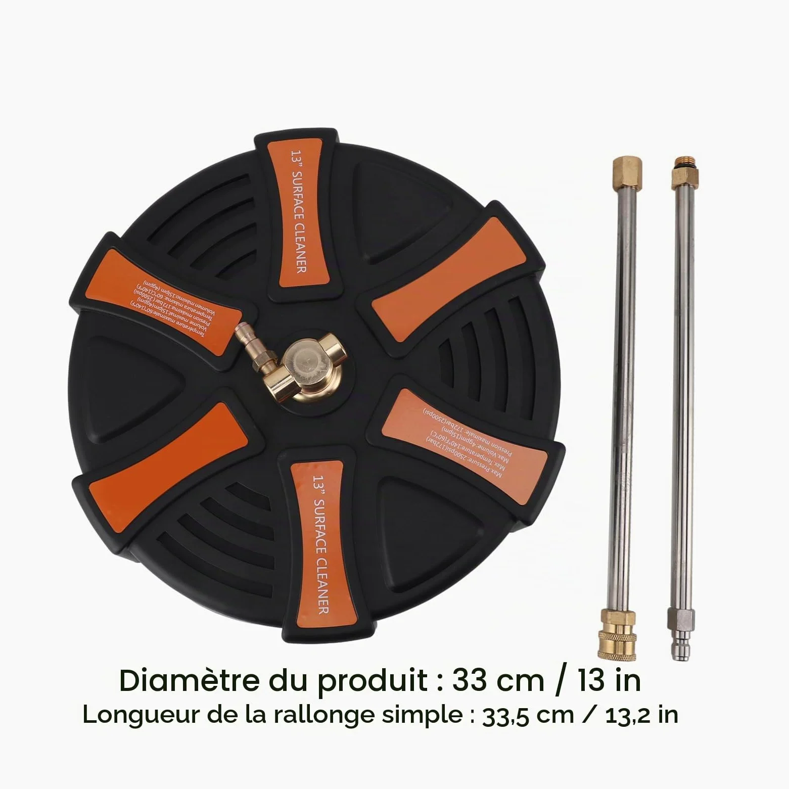 Nettoyeur de pour Nettoyeur Haute Pression de 13 Pouces, Accessoire de Laveuse électrique en Acier Inoxydable pour Le Nettoyage des Allées, des Trottoirs et